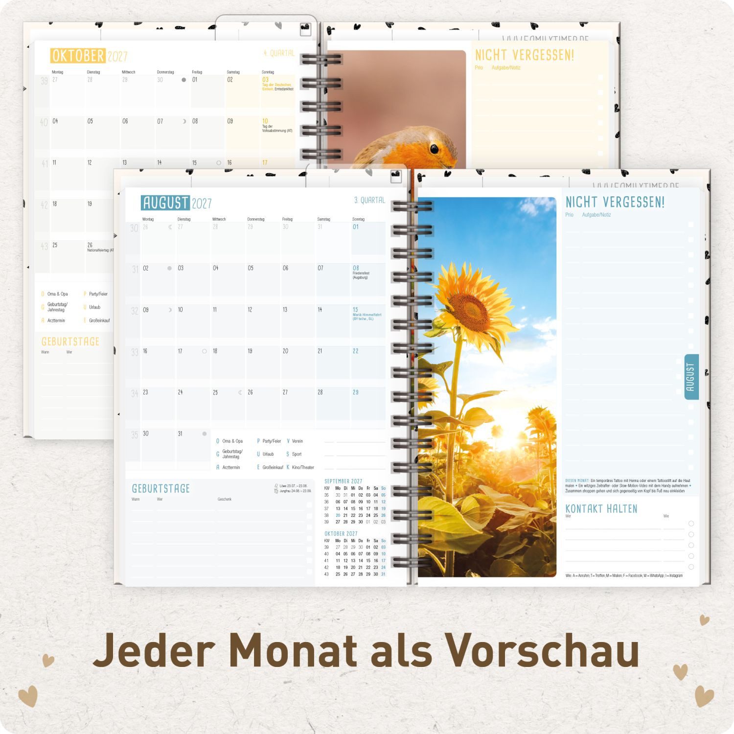 Häfft Terminkalender Family-Timer 2026/2027 / 17 Monate / A5, Wire-O-Bindung – Bild 5 von 5