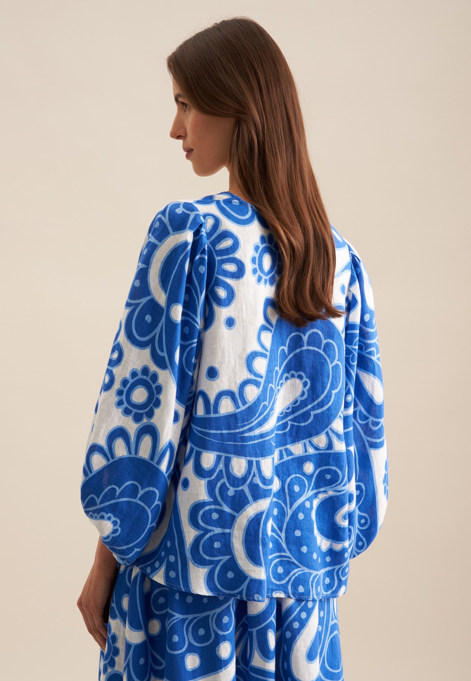 seidensticker Shirtbluse Schwarze Rose 3/4 V-Neck Paisley