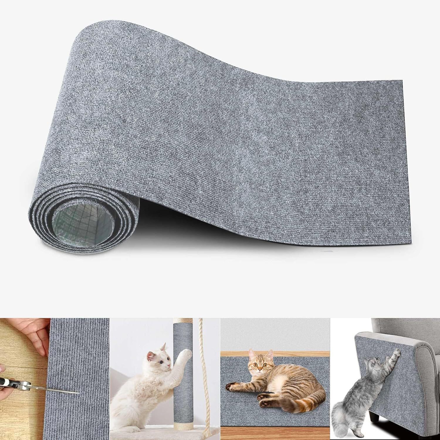 wohnTRAUM24 Kratzmatte Kratzmatte 200x40 CM Selbstklebend Kratzteppich Katze Wand Sofa, Kratzteppich Ecke DIY Climbing Cat Scratcher Mat AntiKratz