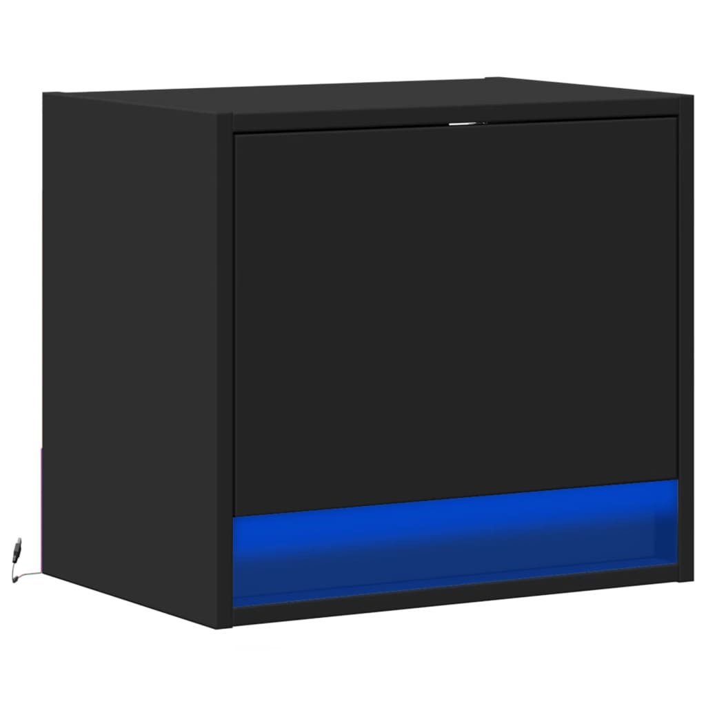 vidaXL Nachttisch Wand-Nachttisch mit LED-Leuchten Schwarz günstig online kaufen