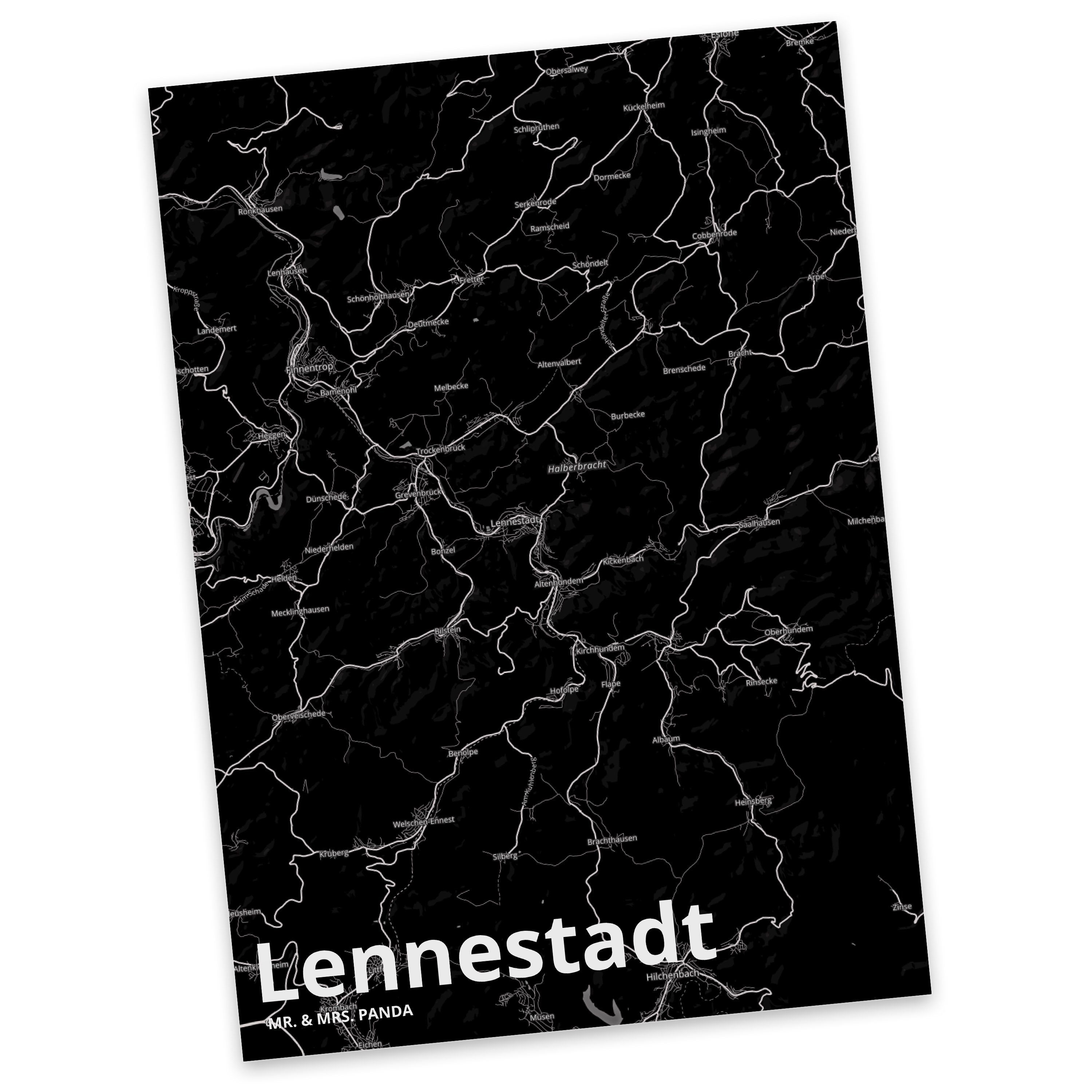 Mr. & Mrs. Panda Postkarte Lennestadt - Geschenk, Stadt Dorf Karte Landkarte Map Stadtplan, Ort