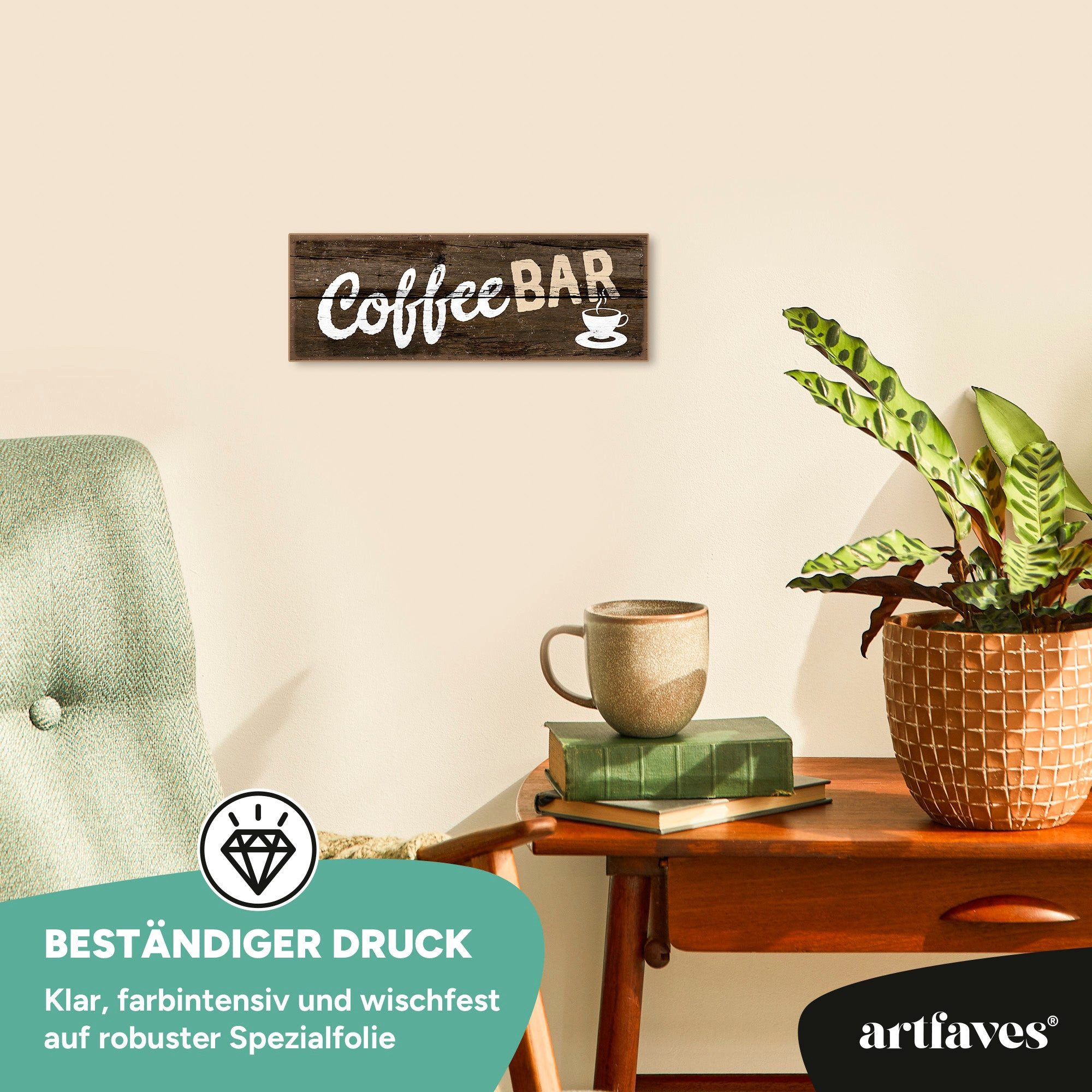 ARTFAVES Holzbild Schild mit Spruch - Coffee Bar - Kaffee, Espresso – Bild 3 von 5