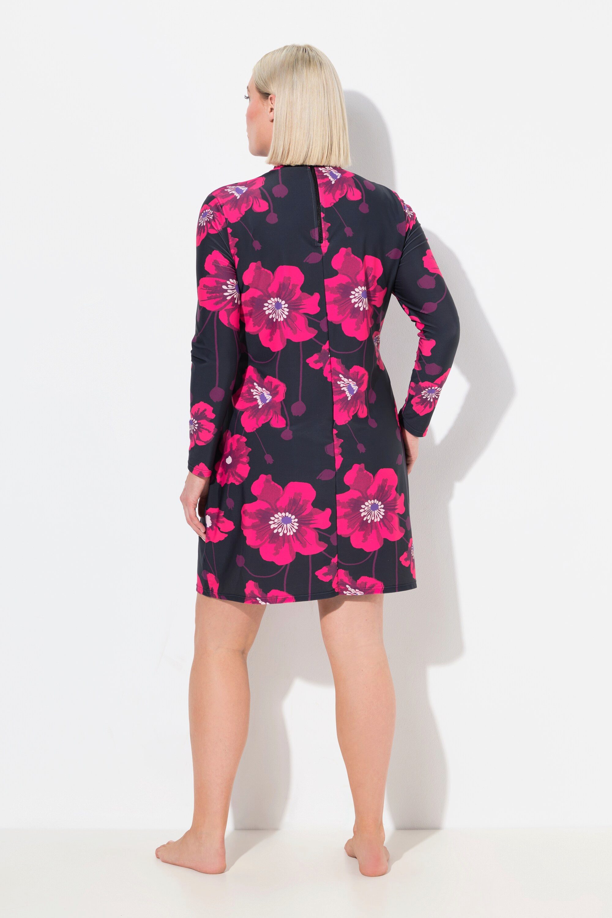 Ulla Popken Badekleid Badekleid Blüten Softcups Langarm Stehkragen