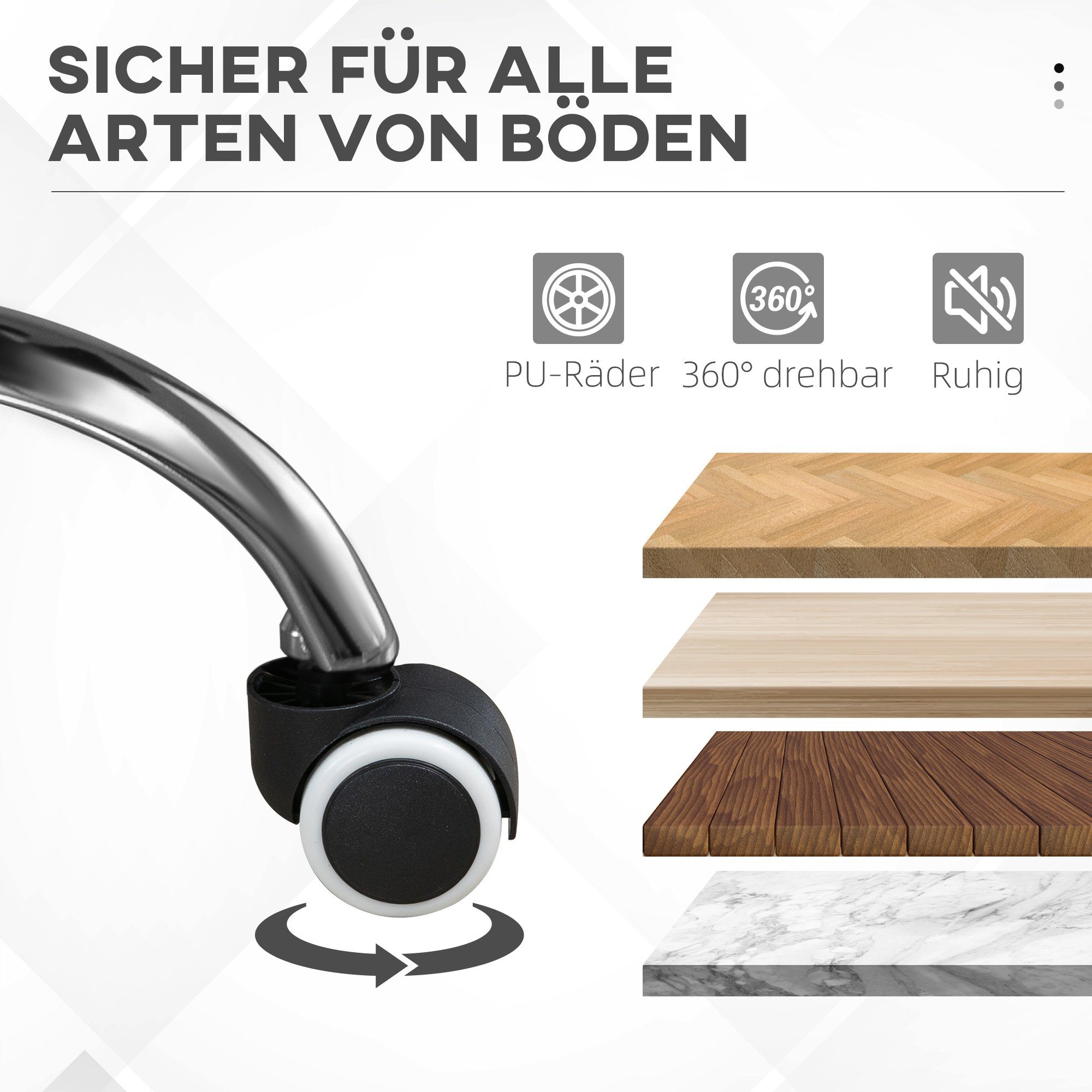 höhenverstellbar, Wippfunktion St), 69 112 Vinsetto 64 cm cm x cm Schreibtischstuhl Mit x 1 Drehrollen, (Set, 5