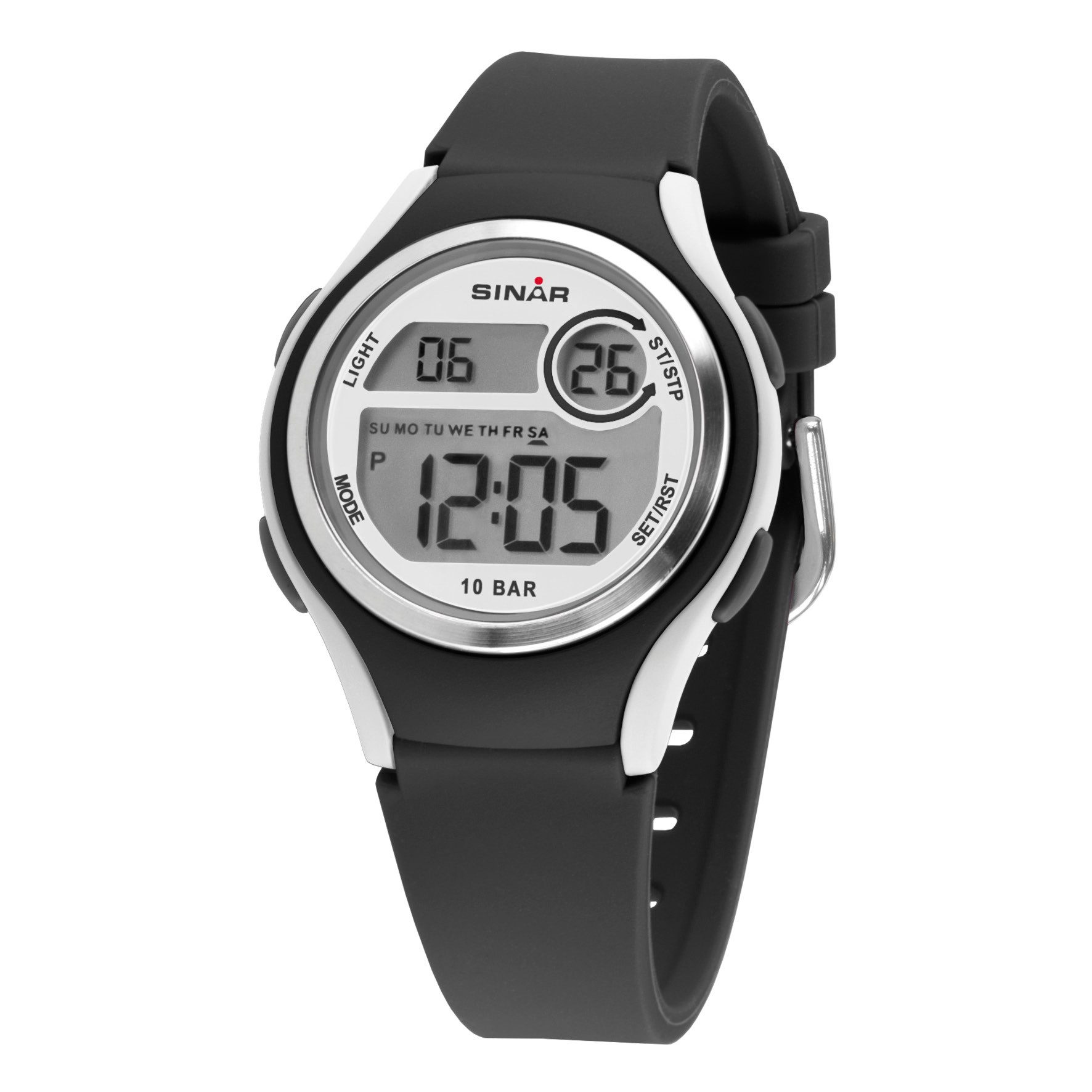 SINAR Digitaluhr XE-64 Jugend Armbanduhr Sportuhr Silikonband, digital sportlich modern Geschenkidee Jugend Ø 36 mm