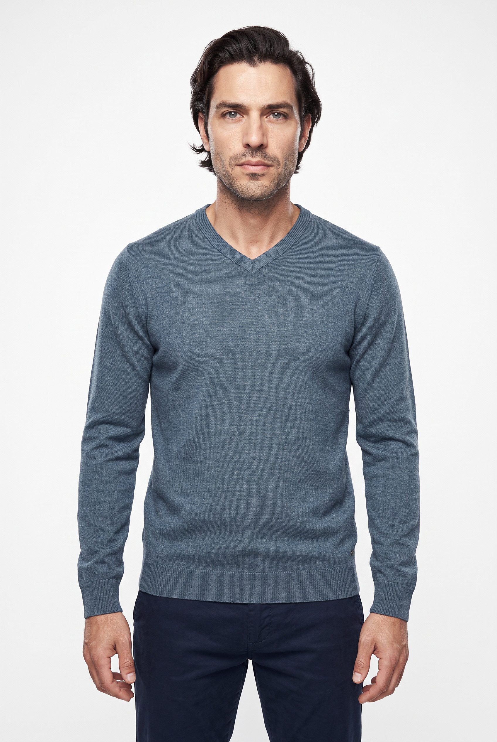 Petrol Industries V-Ausschnitt-Pullover V-Neck Basi Materialmix mit Baumwollanteil