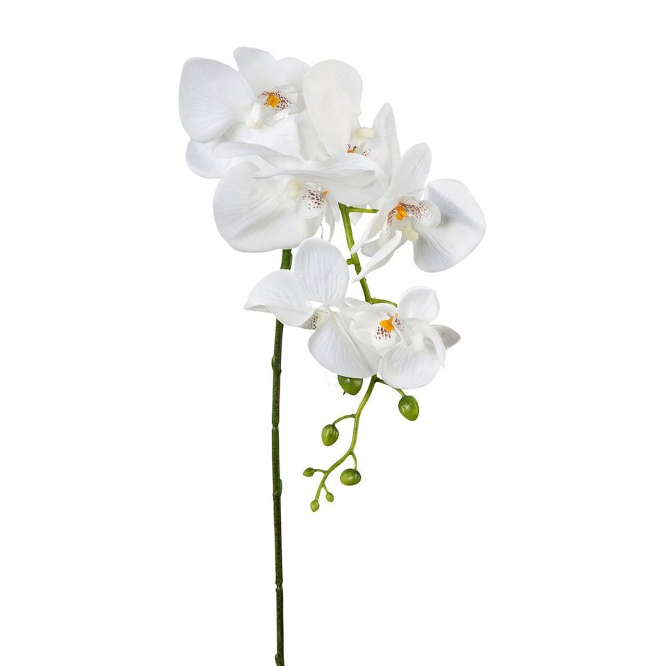 Kunstblume Künstliche Orchidee aus Kunststoff in weiß mit 7 Blüten 87 cm  Orchidee, matches21 HOME & HOBBY, Höhe 87 cm