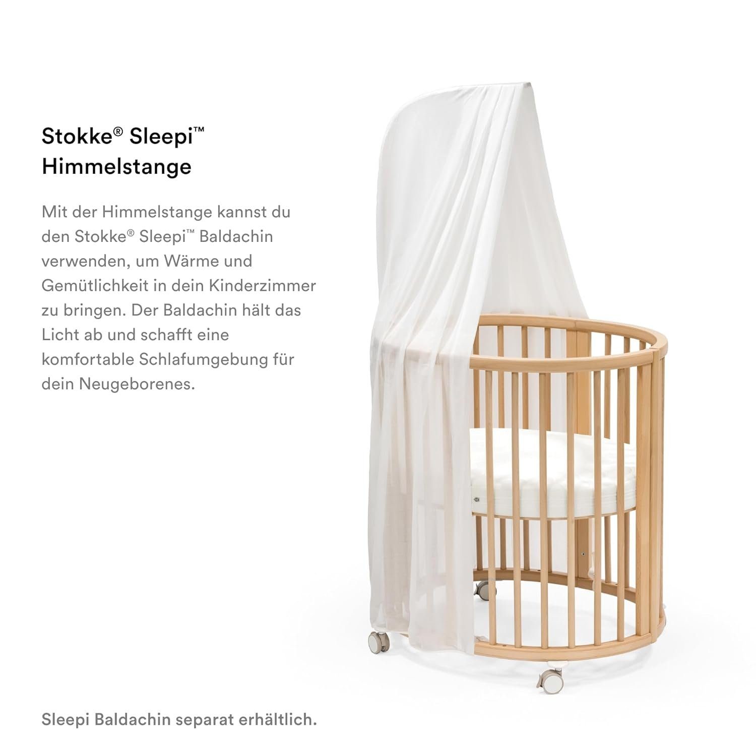 Stokke Himmelstange Sleepi Himmelstange V3 - Hergestellt aus massivem Buchenholz, 1-läufig, Buchenholz, Kompatibel Sleepi Bett & Mini V3
