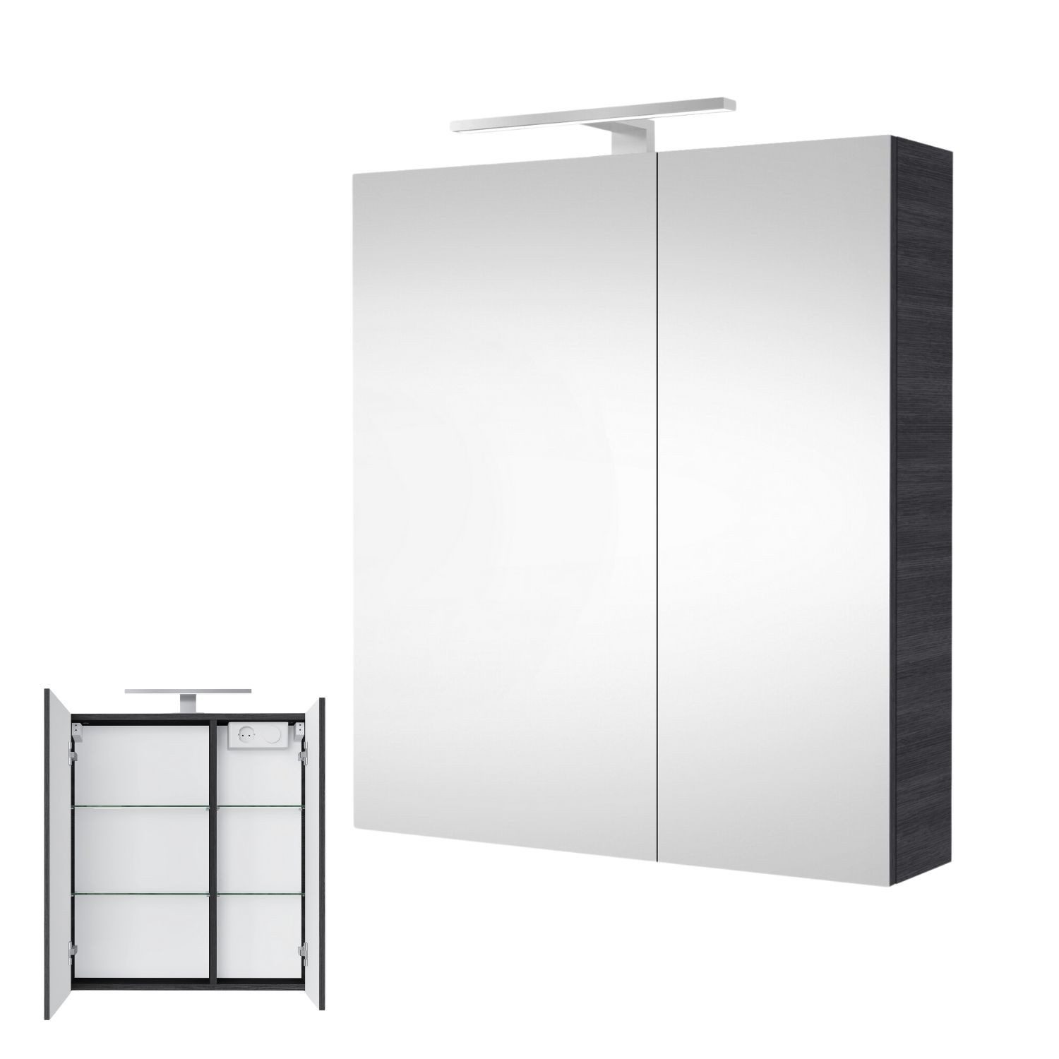 Planetmöbel Badezimmerspiegelschrank Spiegelschrank mit LED Beleuchtung günstig online kaufen