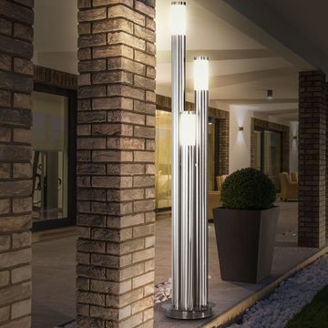 etc-shop LED Außen-Stehlampe, Leuchtmittel inklusive, Warmweiß, LED Stehleuchte Außen groß Wegeleuchten Außen Edelstahl