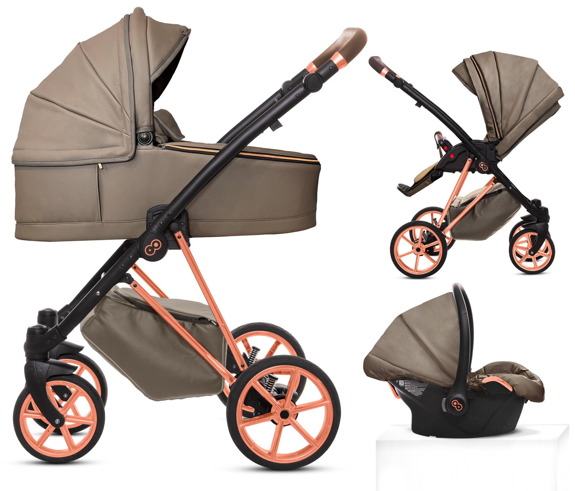 Kombi-Kinderwagen 3in1 Musse Royal, Baby Buggy Babywanne 5-Punkt-Sicherheitsgurt