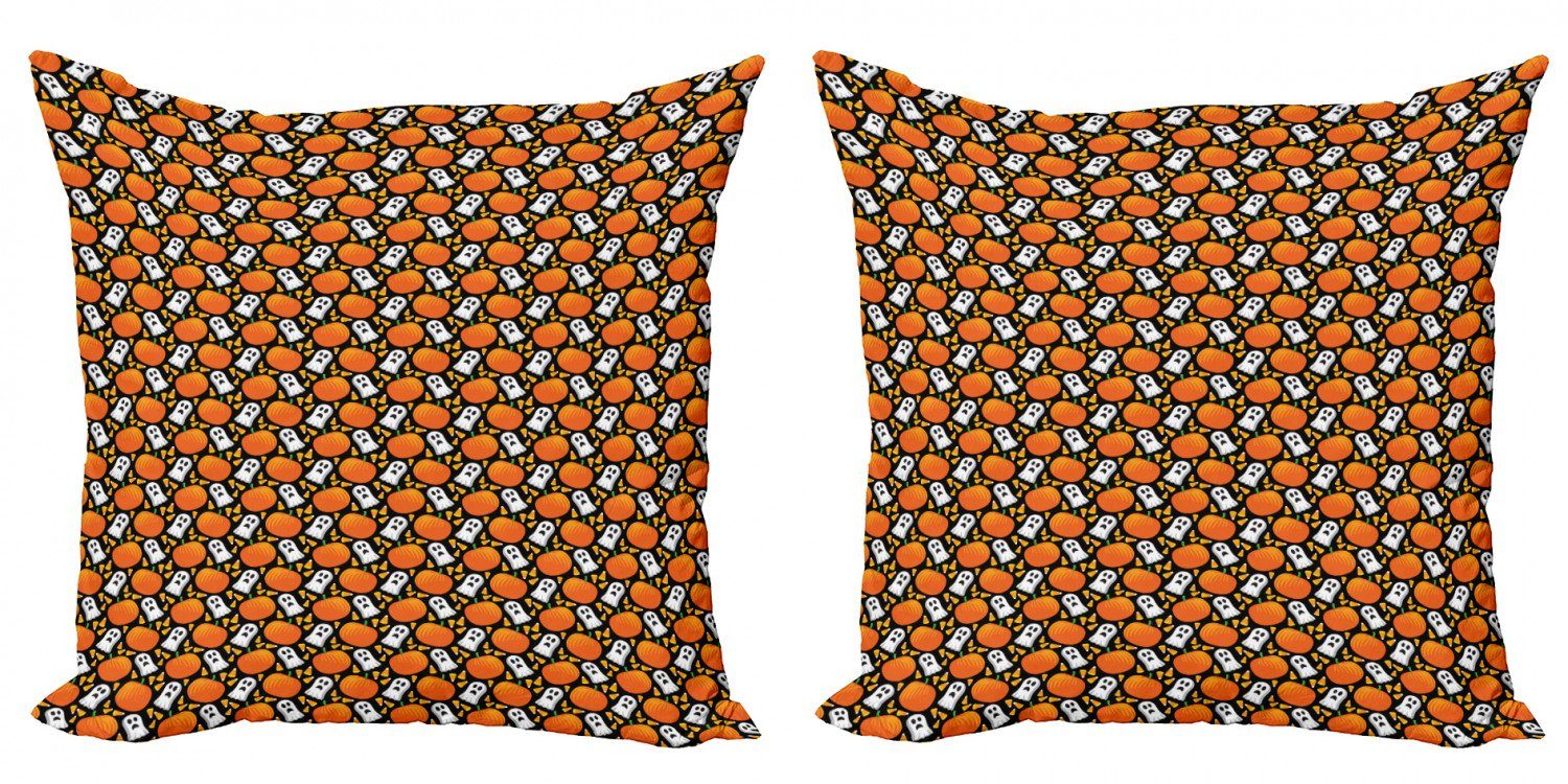 Kissenbezüge Modern Accent Doppelseitiger Digitaldruck, Abakuhaus (2 Stück), Orange und Schwarz Kürbis-Muster