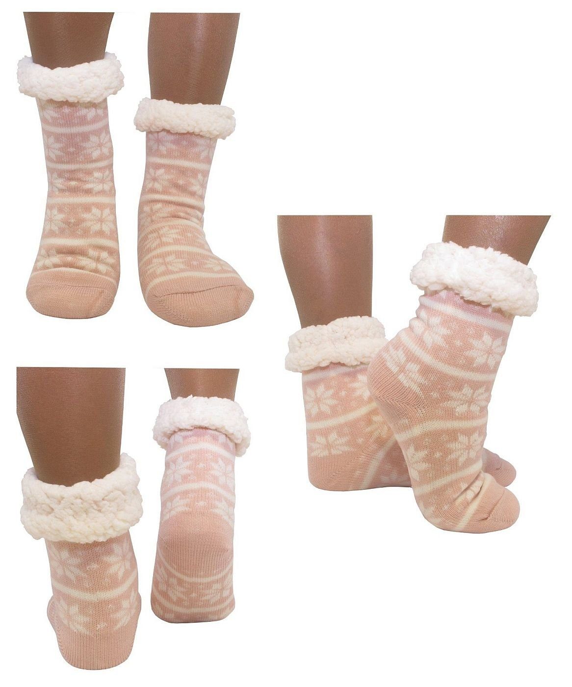 Kuschelsocken Hüttensocken Haussocken Hüttenschuhe ABS Teddy Mixed Art: Snow - Rosa