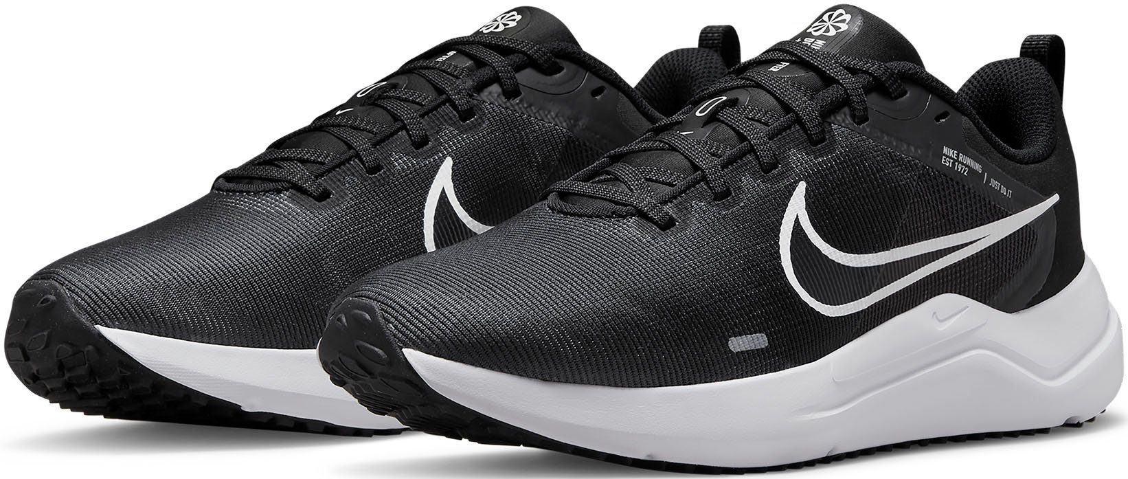 Nike DOWNSHIFTER 12 BLACK-WHITE-SMOKE-GREY-PURE-PLATINUM Laufschuh