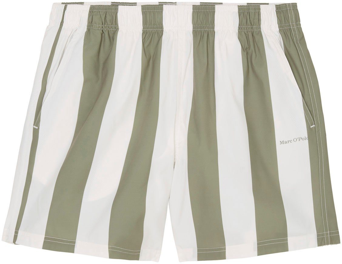 Marc O'Polo Badeshorts Schwimmshorts mit Blockstreifen olive