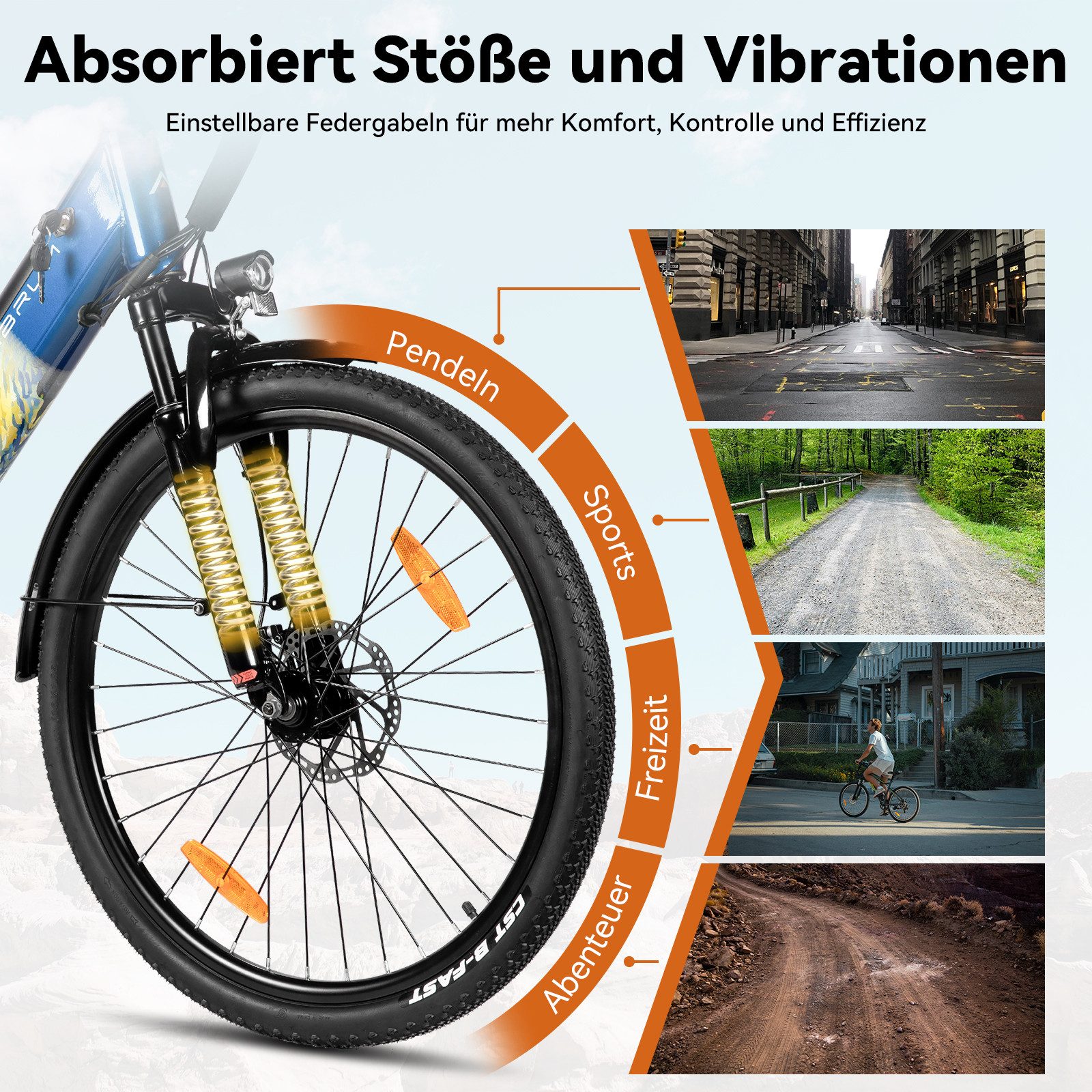 HILAND E-Bike 26" E-Mountainbike mit Shimano-Schaltung, Gepäckträger & Nabenmotor, Heckmotor, 374,4 Wh – Bild 4 von 5