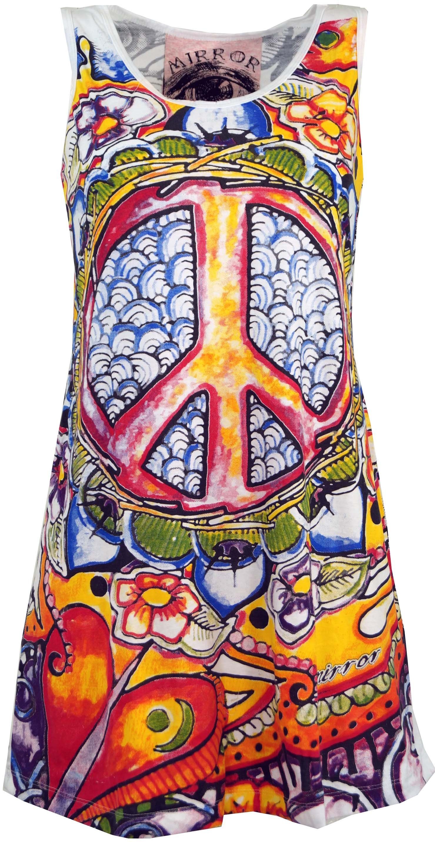 Guru-Shop T-Shirt Mirror Tank Top, Longshirt, Minikleid - Peace.. Goa Style günstig online kaufen