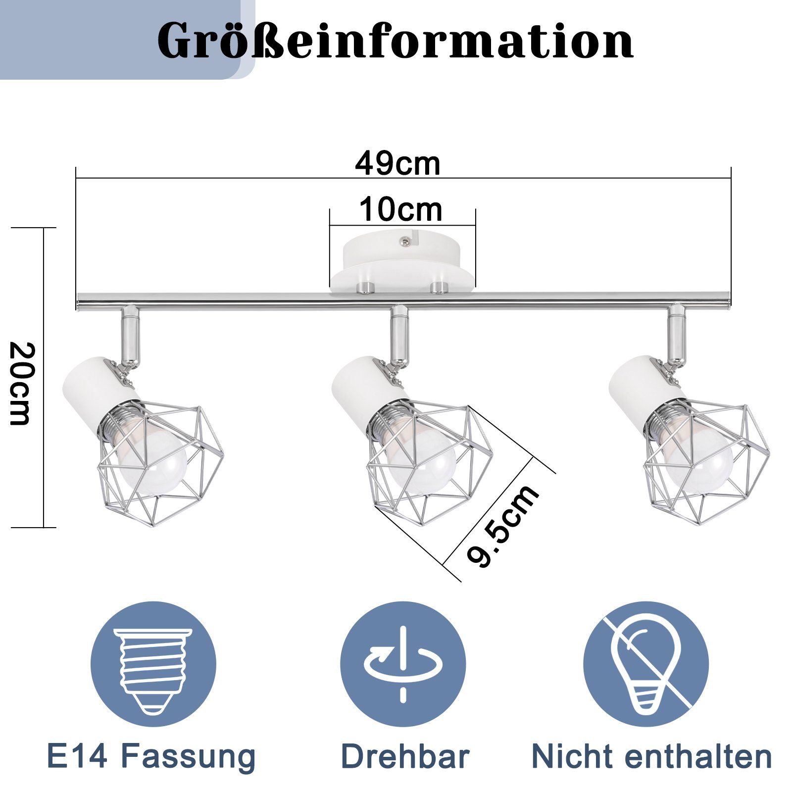 ZMH Schwenkbar Deckenspots 3/4 integriert, - Weiß/Schwarz E14 LED Schwenkbar, Deckenleuchte Flur, fest Flammig Retro