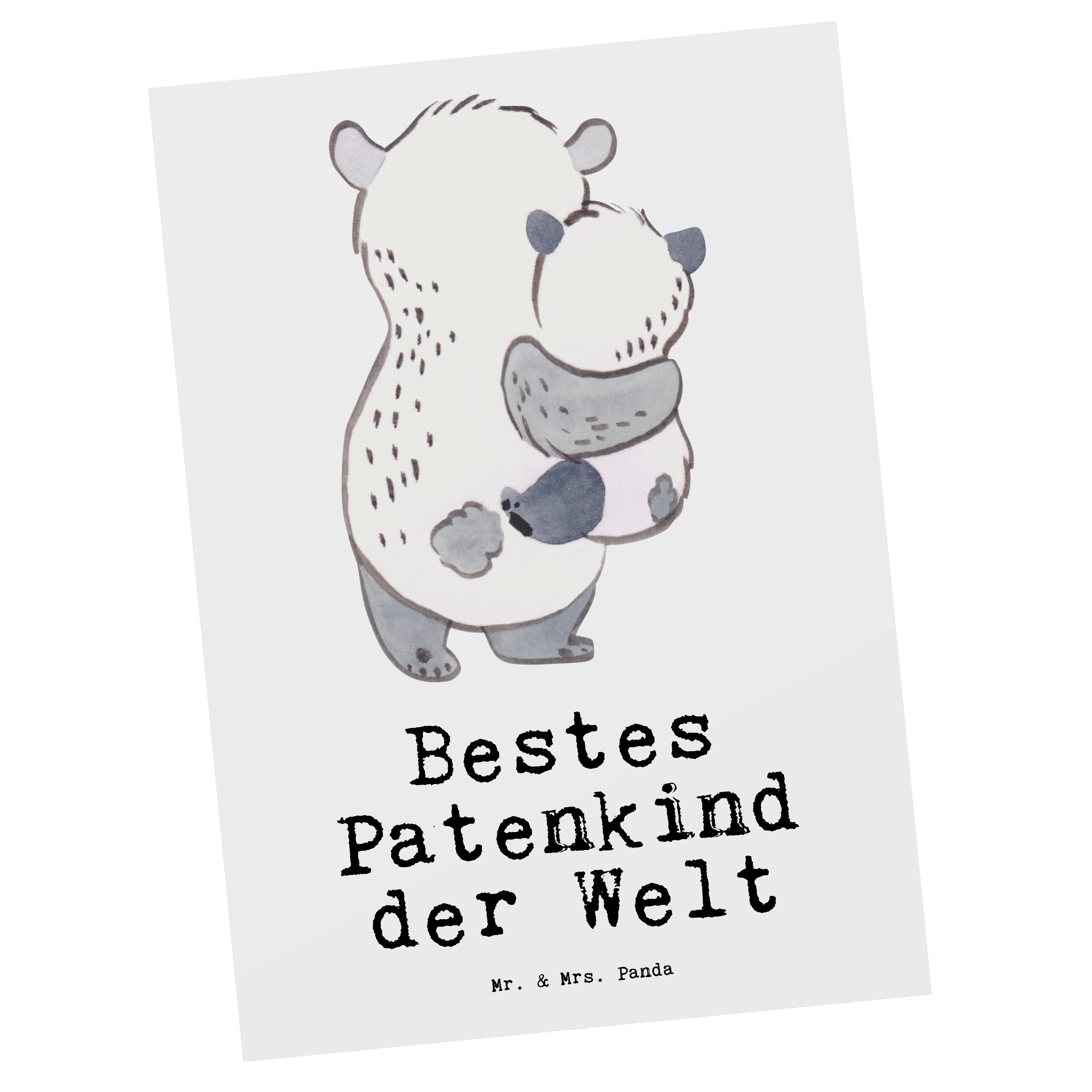 Mr. & Mrs. Panda Postkarte Panda Bestes Patenkind der Welt - Weiß - Geschenk, Geburtstag, Nichte, Ansichtskarte, Geschenkidee, Geburtstagsgeschenk, Einladung, Karte, Patenonkel