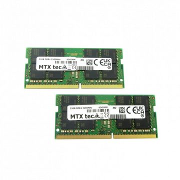 MTXtec 64GB Kit 2x 32GB RAM Arbeitsspeicher SODIMM DDR4 PC4-25600 3200MHz 260 Laptop-Arbeitsspeicher