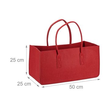 relaxdays Holztragetasche 8 x Kaminholztasche aus Filz rot