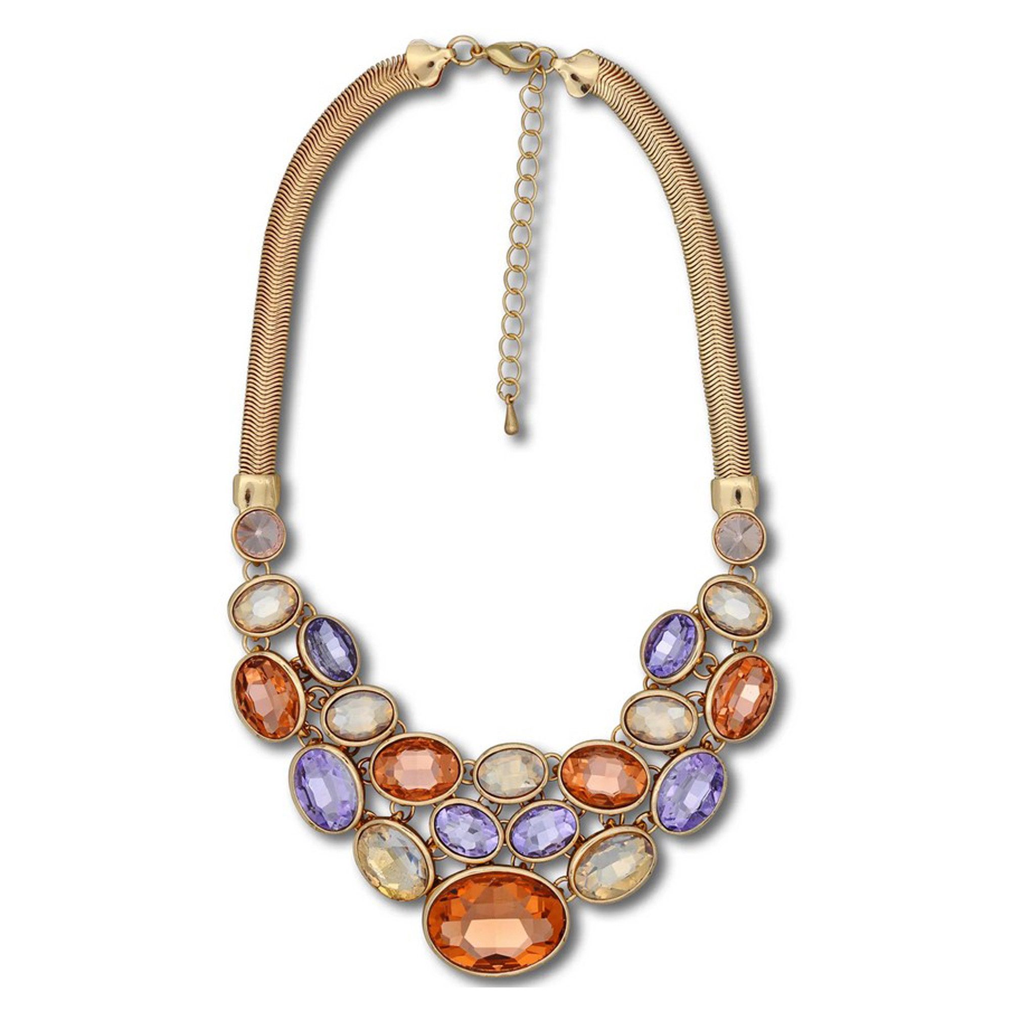 Steuer Collierkettchen mit prachtvollem Strass mehrfarbig