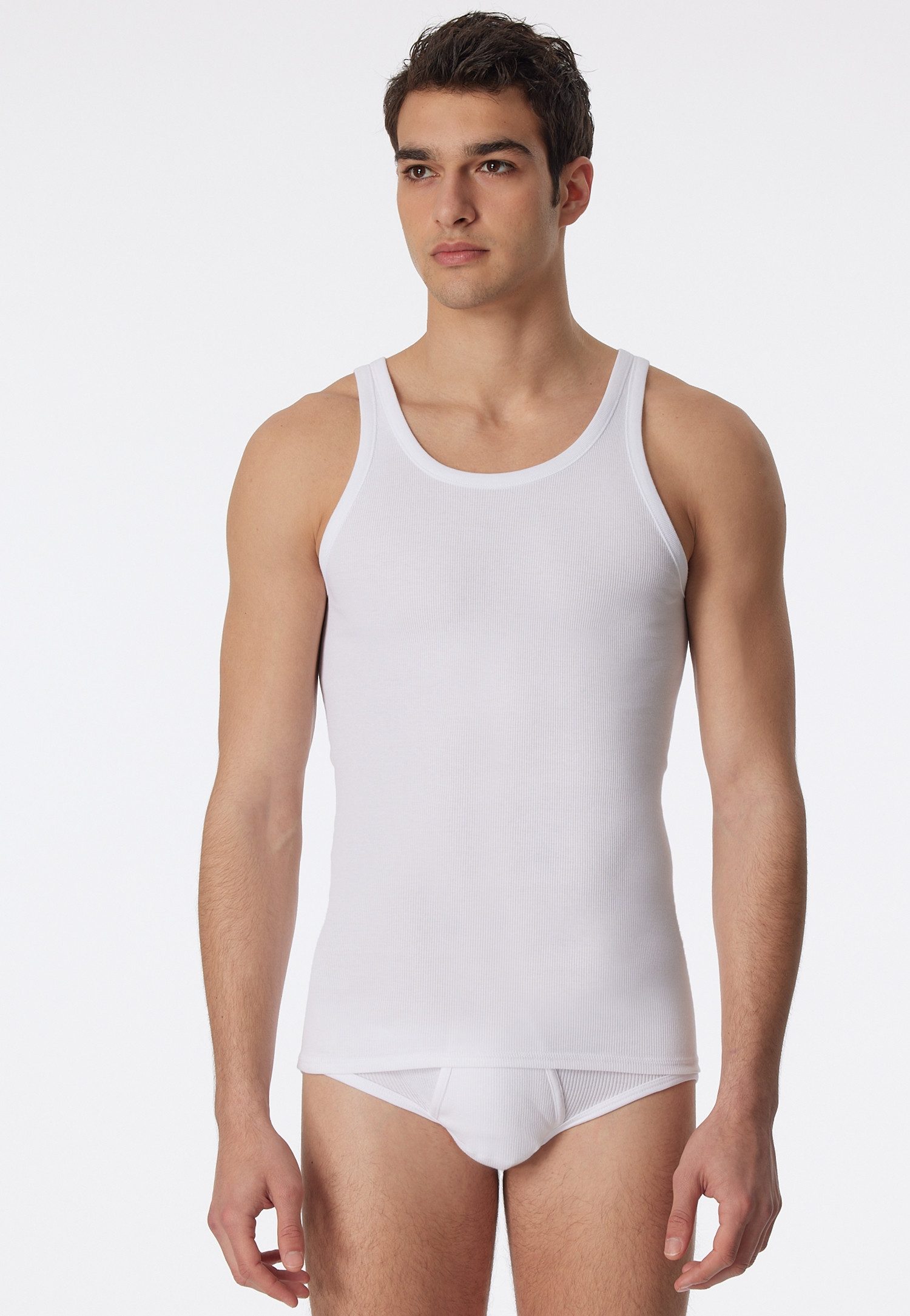 Schiesser Unterhemd Essentials (2er-Pack) mit langem Rückenteil