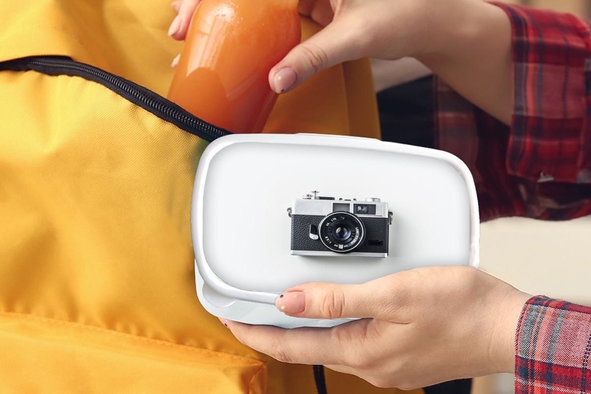 Weiß, - - Kamera Brotdose, (2-tlg), Kinder Lunchbox Kunststoff, und Vintage Mädchen MuchoWow Jungs für Brotbox und für Erwachsene,