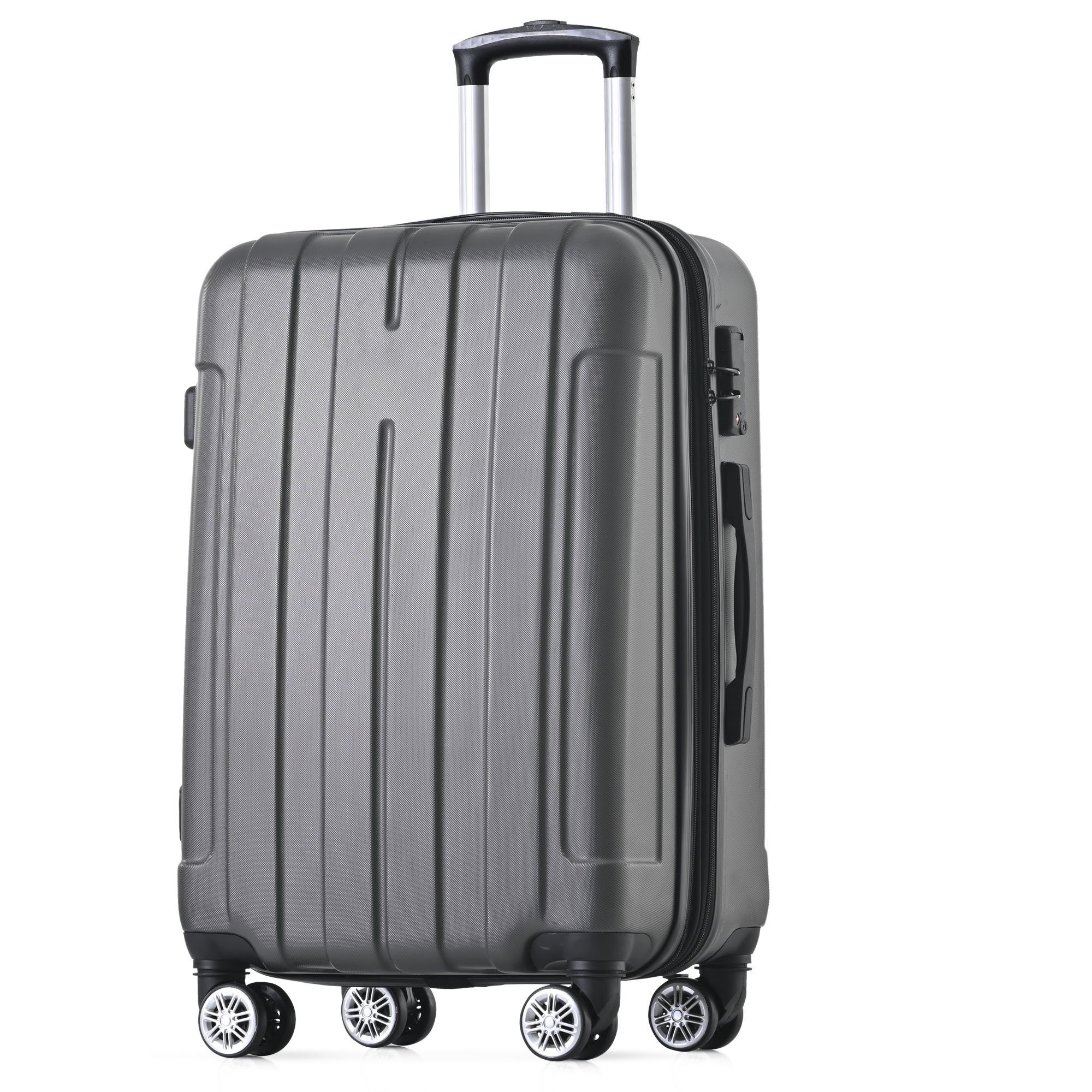 Odikalo Handgepäckkoffer Handgepäck ABS-Material, Universalrad, TSA-Schloss, mehreFarbe schwarzgrau