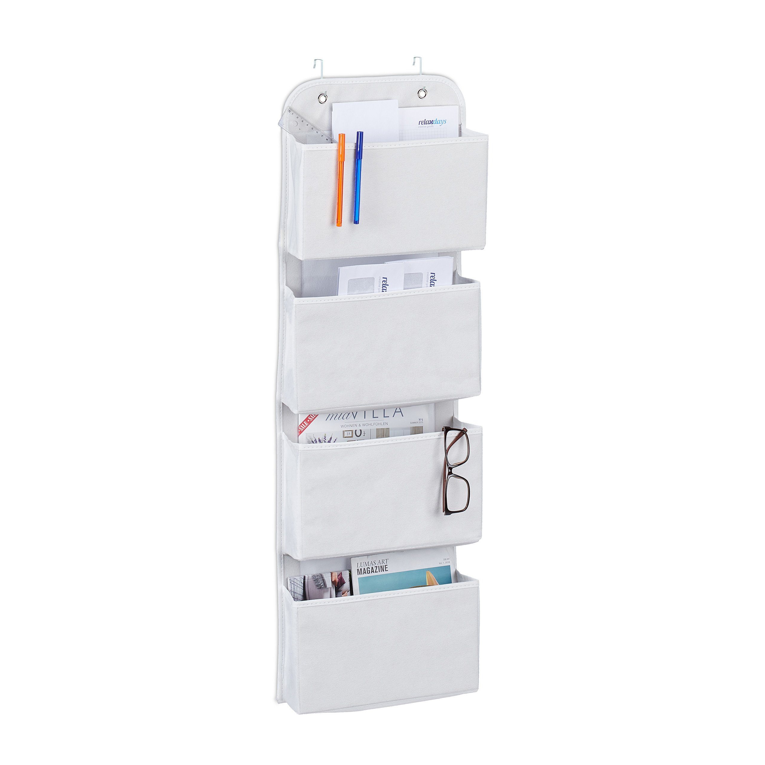 relaxdays Badorganizer Hängeorganizer 4 Fächer, weiß