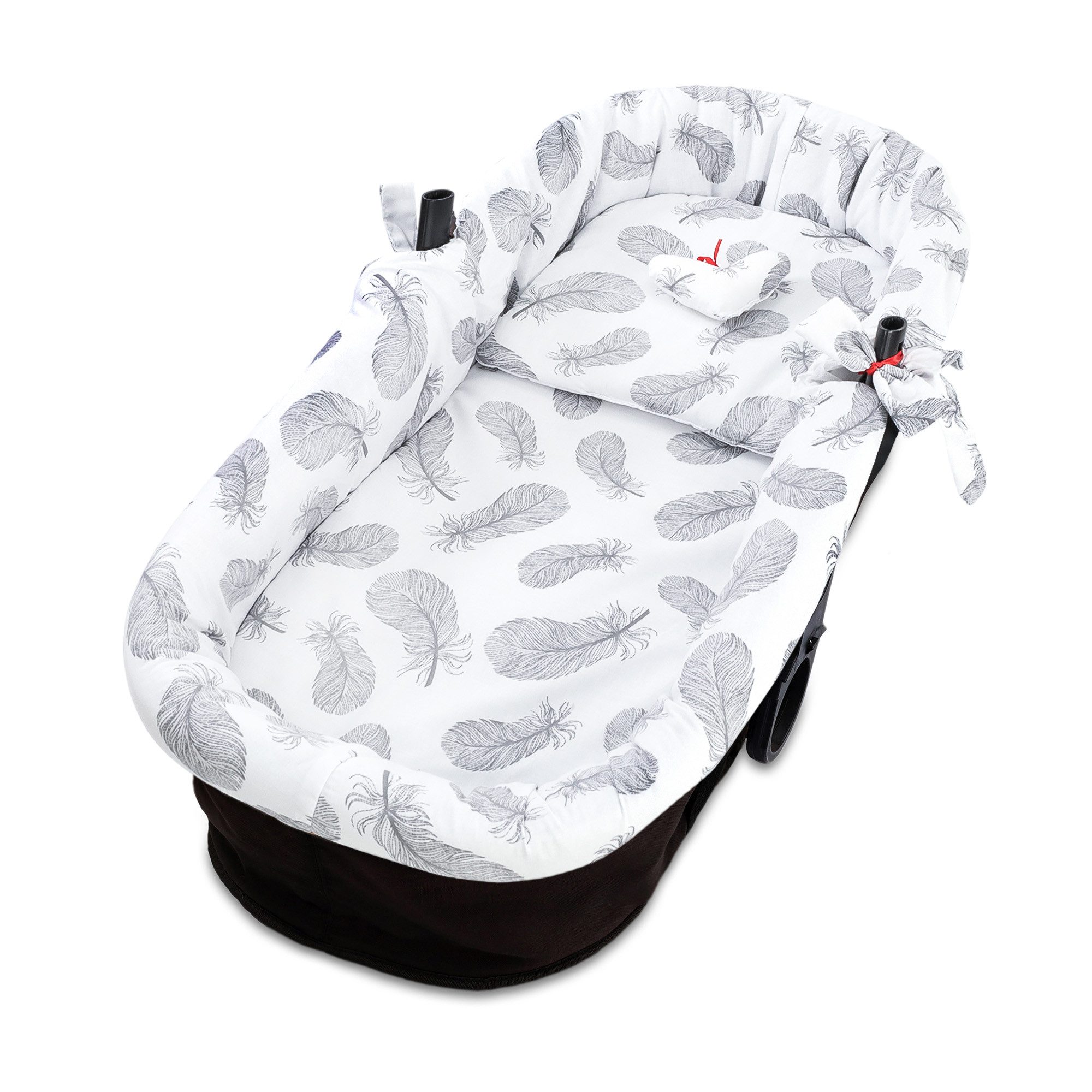 Totsy Baby Kinderwagen-Bezug Stubenwagen Umrandung Musselin Nestchen Set 3tlg Kissen Einlage Baby