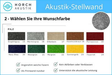 Horch Akustik Stellwand Akustik Stellwand, Raumtrenner, Pinnwand, Hochformat (1m x 1,5m Marmorgrau, Rahmen: Silber eloxiert), Aufstellbar, Beweglich, Flexibel, Effektiv