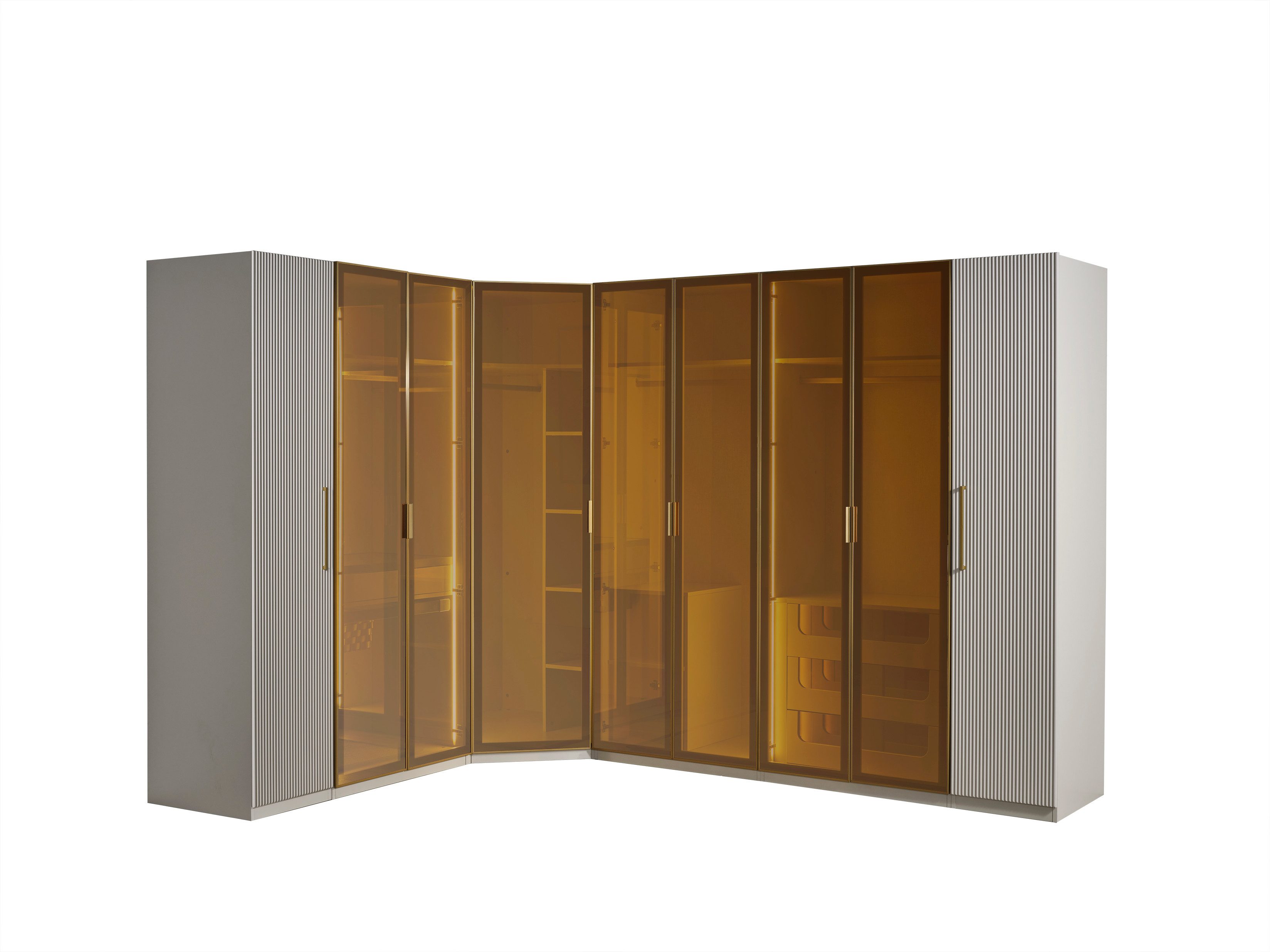 JVmoebel Eckkleiderschrank JVMoebel Eckschrank aus Holzwerkstoff in Beige mit viel Stauraum (1-St)