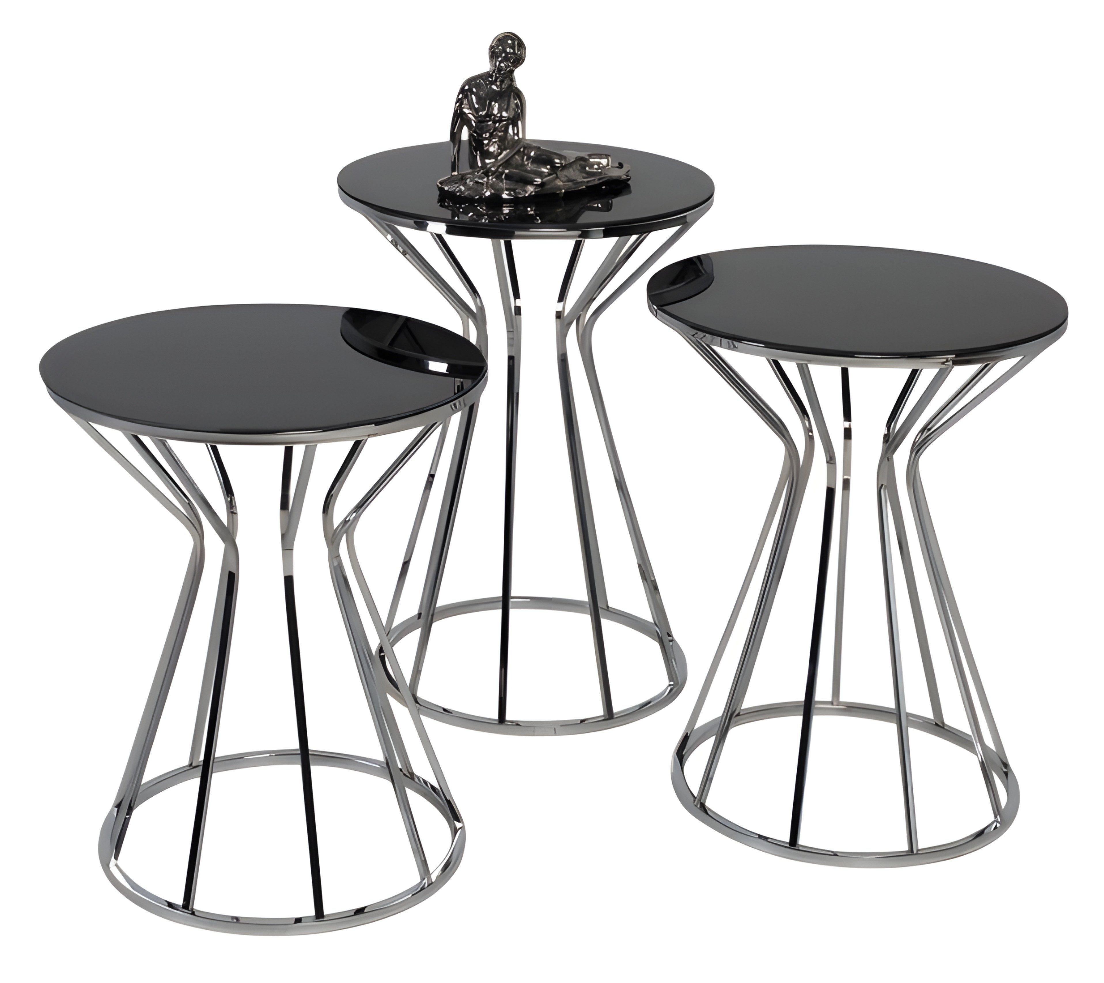 Xlmoebel Satztisch Schwarzer Metalltisch im modernen Design von XLMOEBEL (Beistelltisch-Set, 3-St., 3er-Set), Made in Europa