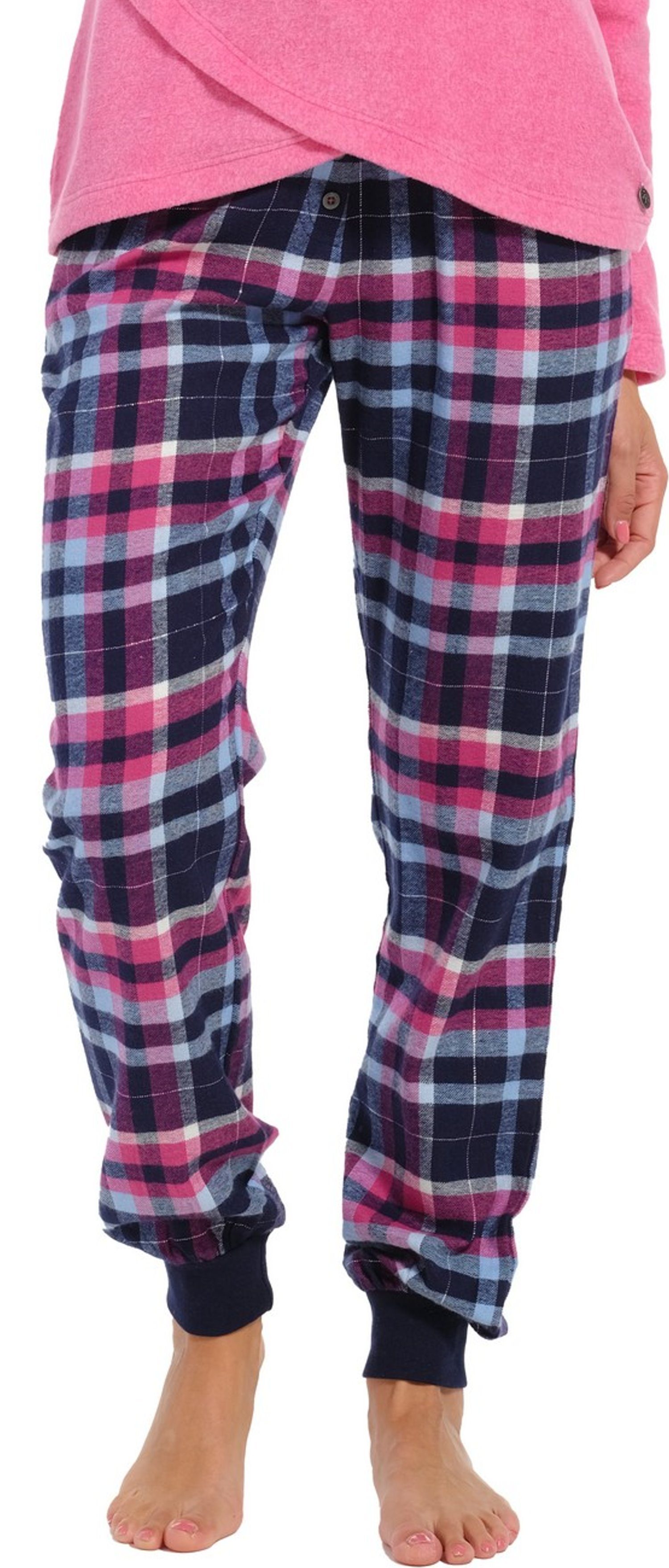 (1-tlg) Rebelle Damen Pyjamahose Schlafanzughose kariert Baumwolle
