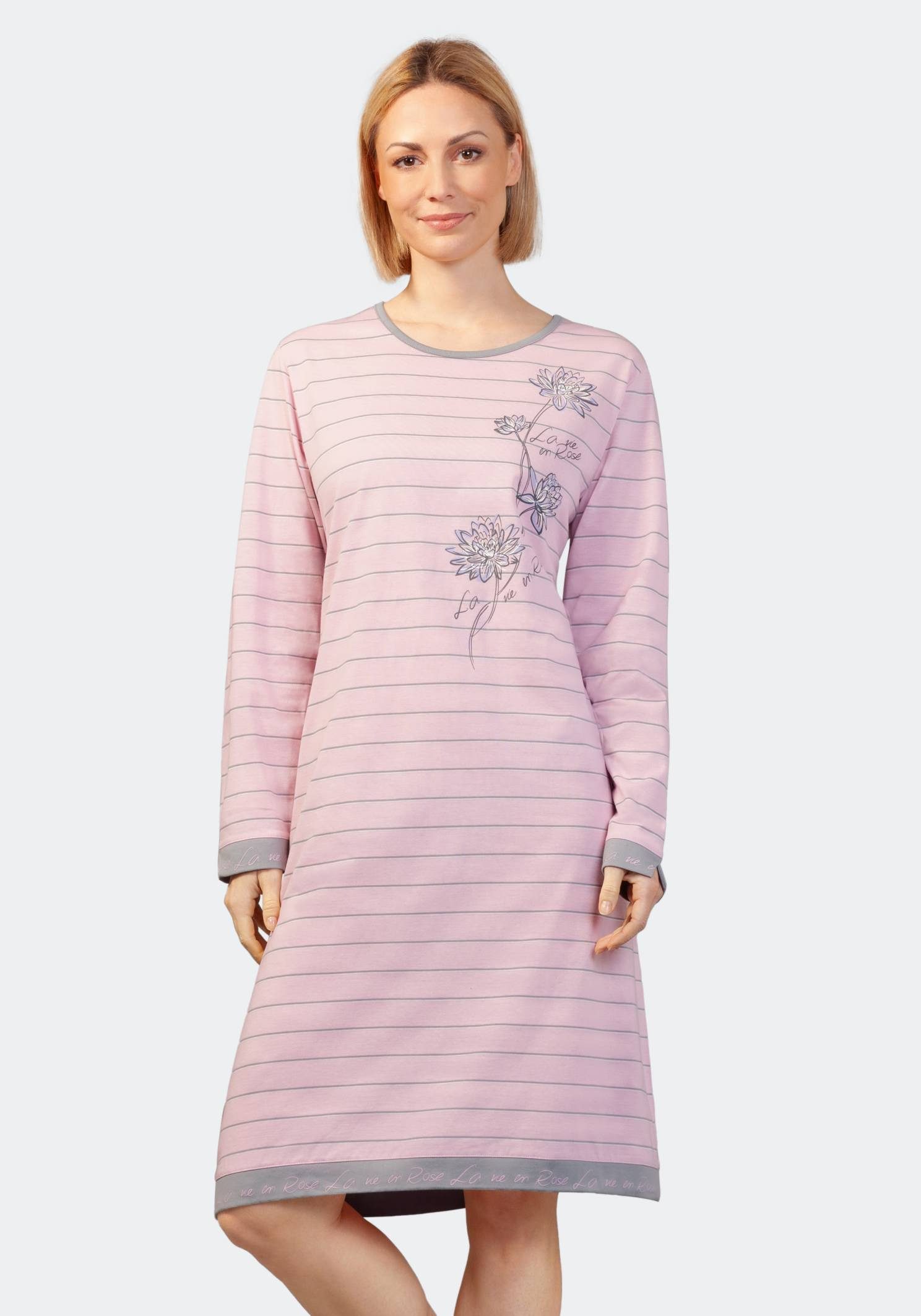 Hajo Nachthemd Nachthemd mit Bündchen, 105 cm, Klima-Komfort