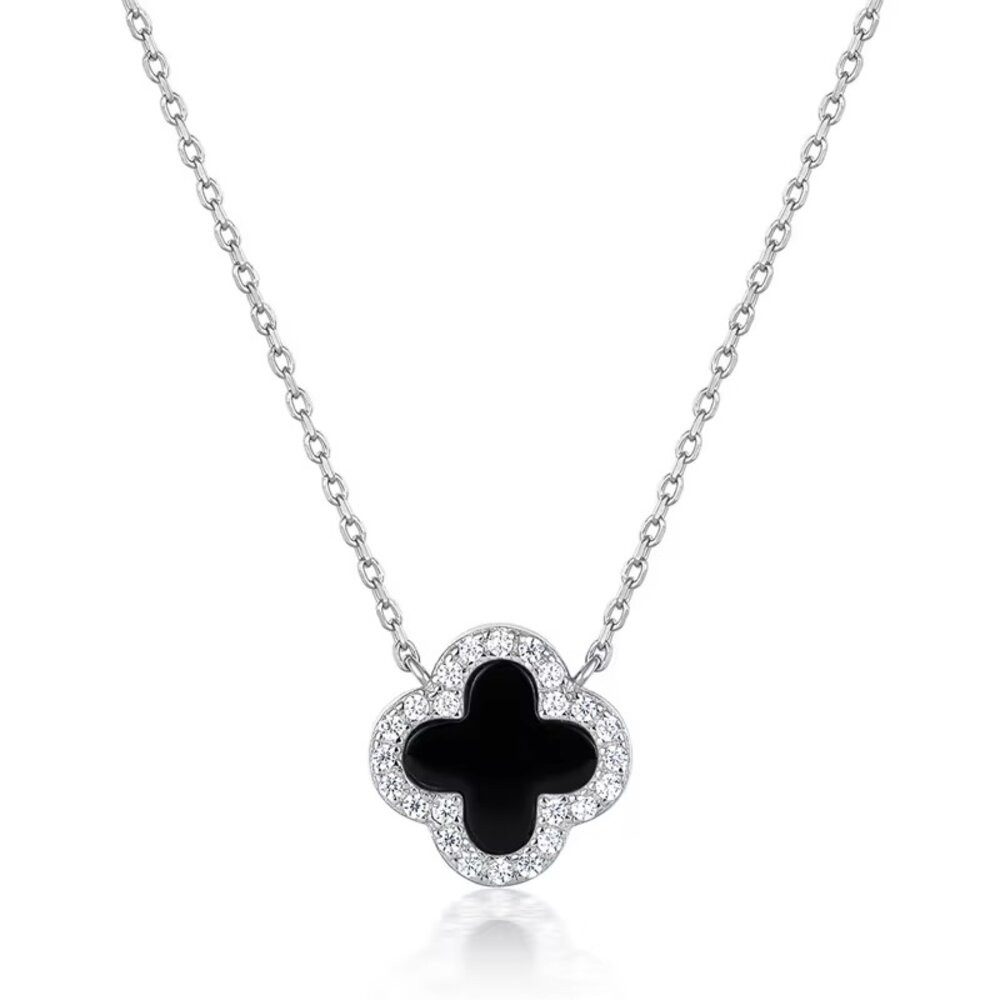 ROUGEMONT Silberkette Kleeblatt Glücksbringer Clover Damen Halskette 925 sterling Silber, Echtschmuck