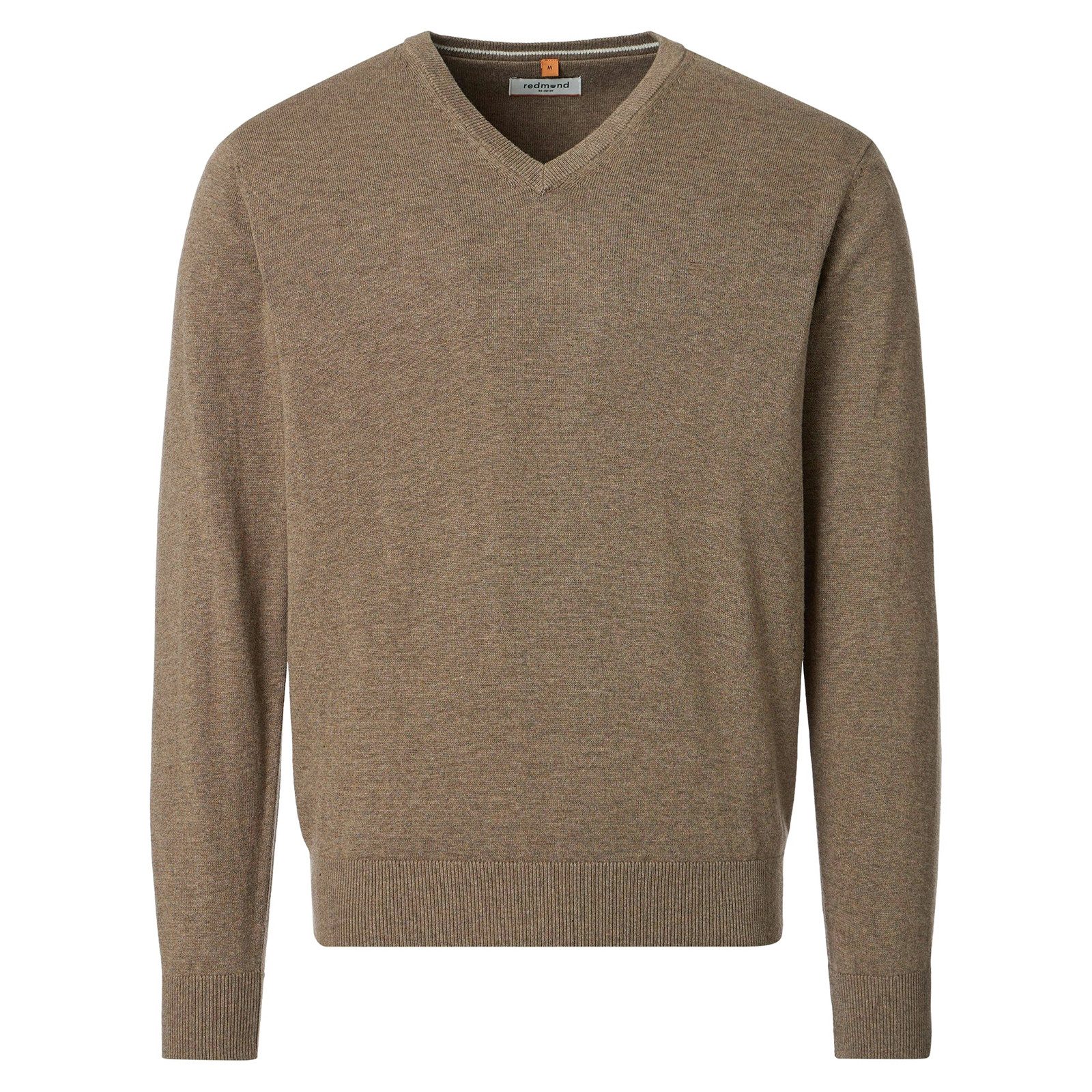 Redmond Rundhalspullover Redmond V-Neck Pullover Übergröße braun melange