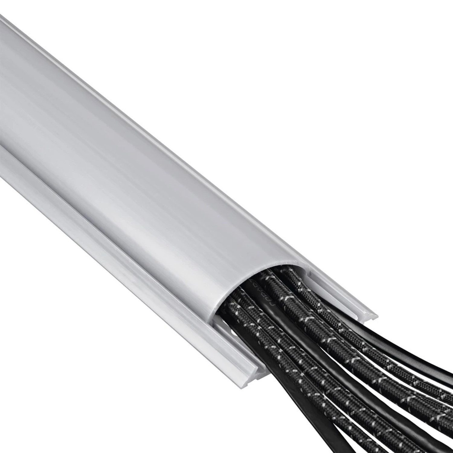 Hama Hama PVC 1m Kabelleiste Leitungskanal Grau Computer-Kabel, Kein, (100 cm), Kabelkanal halbrund Sockel Wand Boden Aufputz TV Beamer PC Audio HiFi – Bild 5 von 5