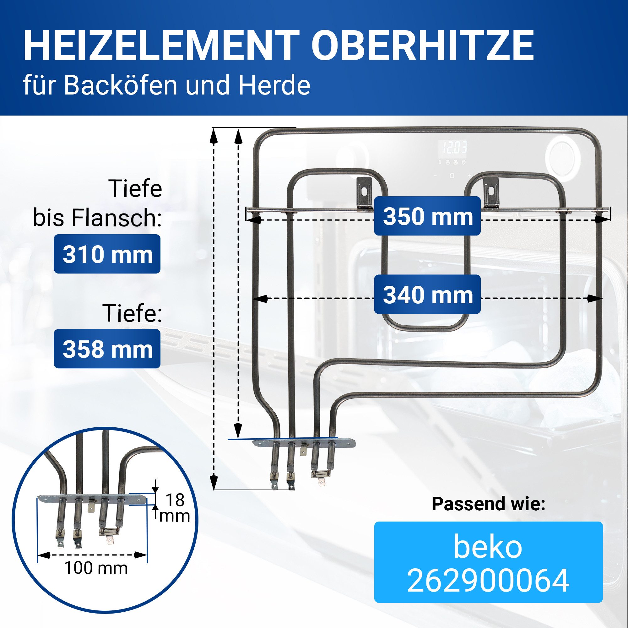 VIOKS Heizkörper Heizelement Ersatz für Beko 262900064 Oberhitze, mit ca. 4 günstig online kaufen