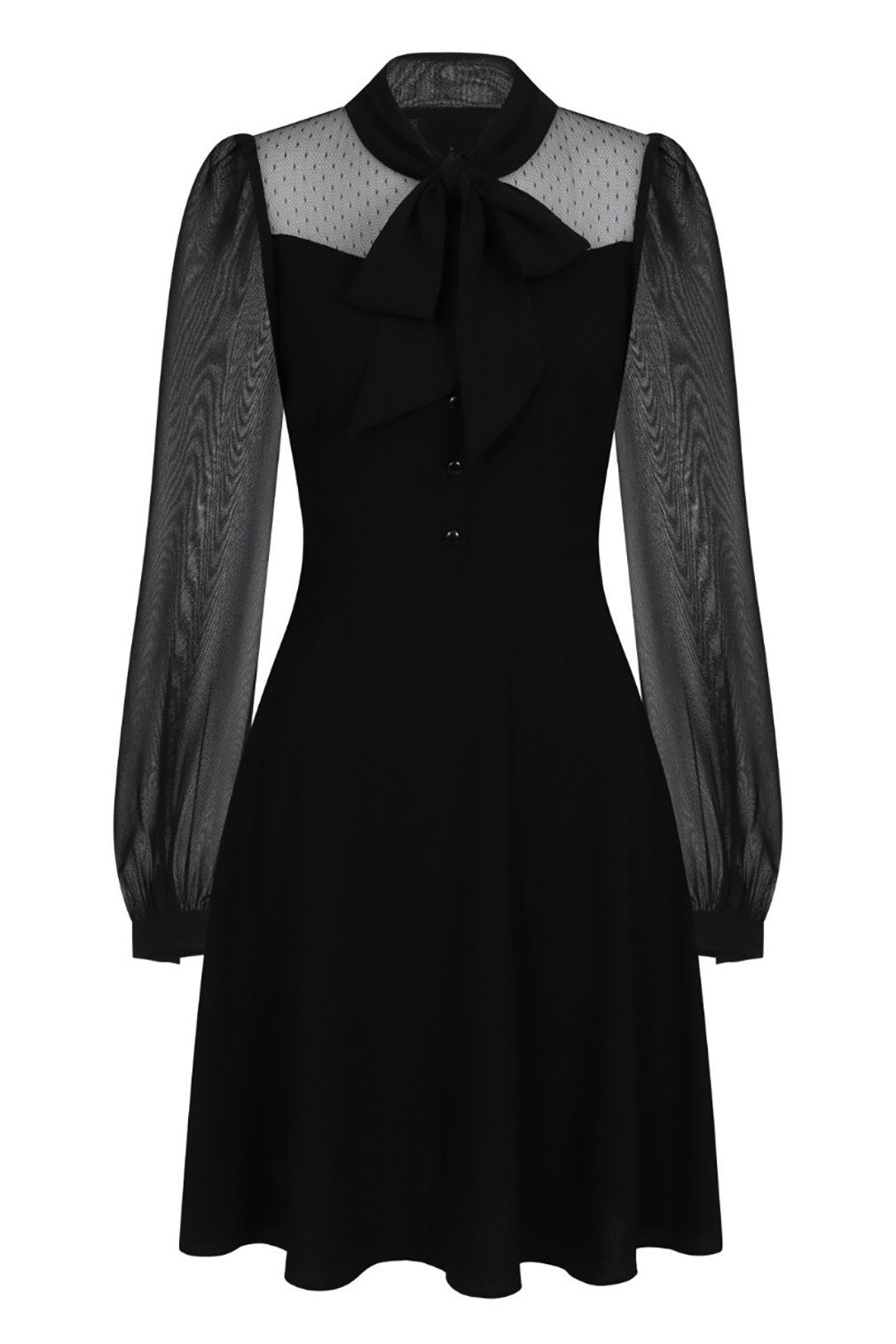 Hell Bunny Dress Vintage Gothic Chiffon Darcia Mid A-Linien-Kleid