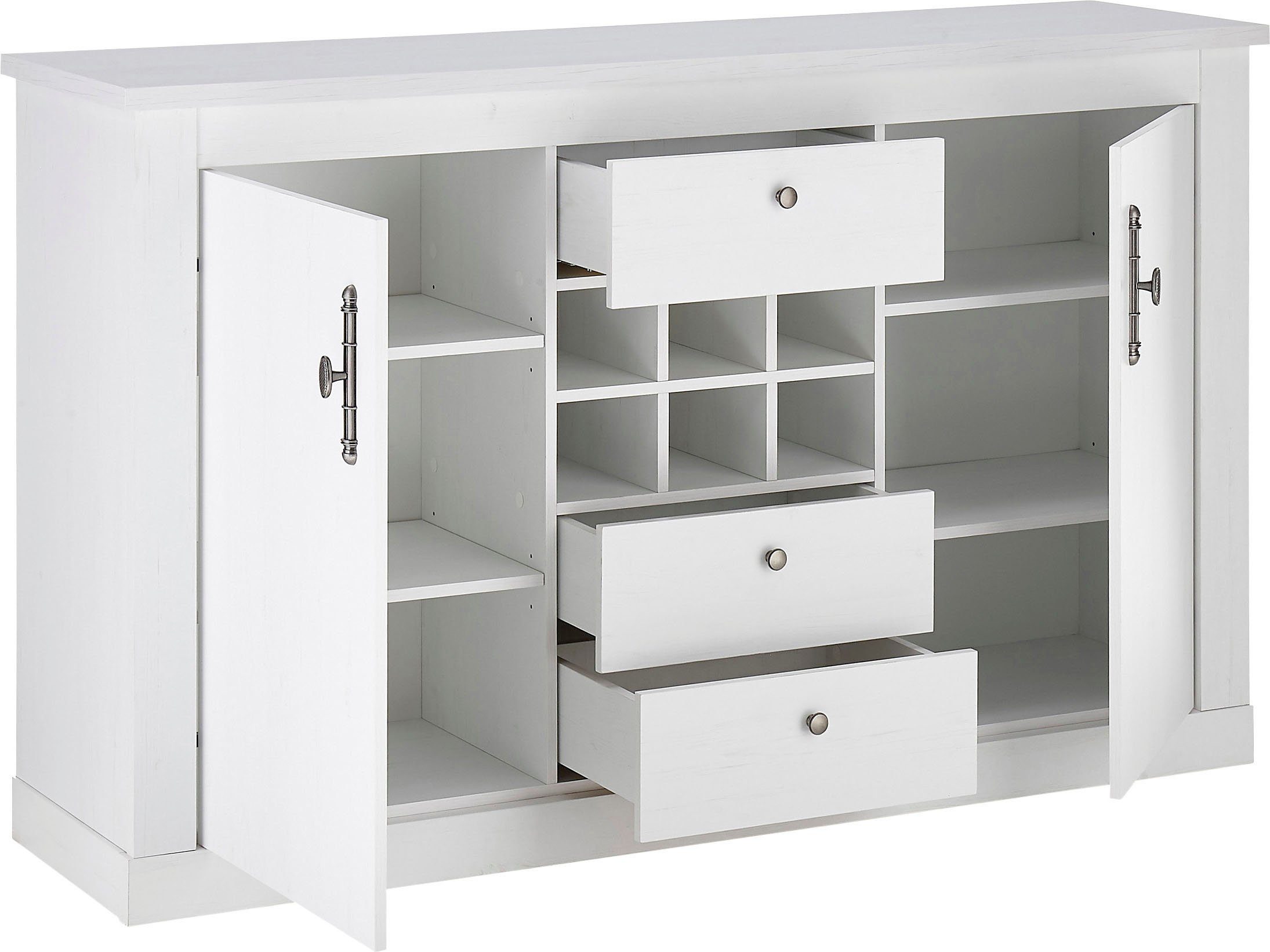Home affaire Sideboard RAVENNA, im romantischen Landhausstil, Griffe aus Metall, Breite 166 cm