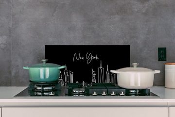 MuchoWow Küchenrückwand Skyline - New York - Amerika - Stadt - Linienkunst, (1-tlg), 60x30 cm, Wandschutz, gegen Fett und Schmutzflecken für Küchen