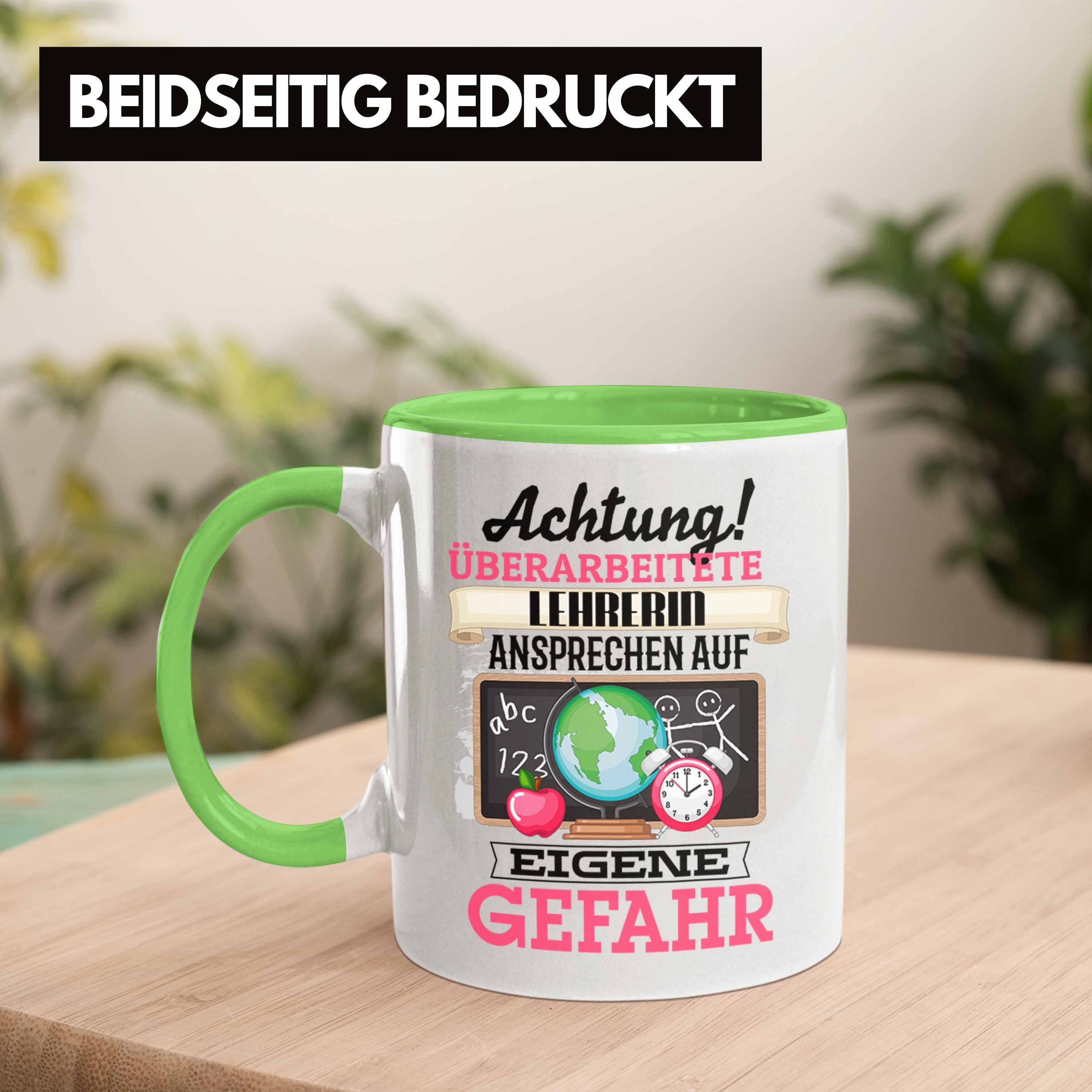 für Geschenkidee Spruch Grün Geschenk Lehrerin Trendation Kaffeebecher Tasse Lustiger Tasse