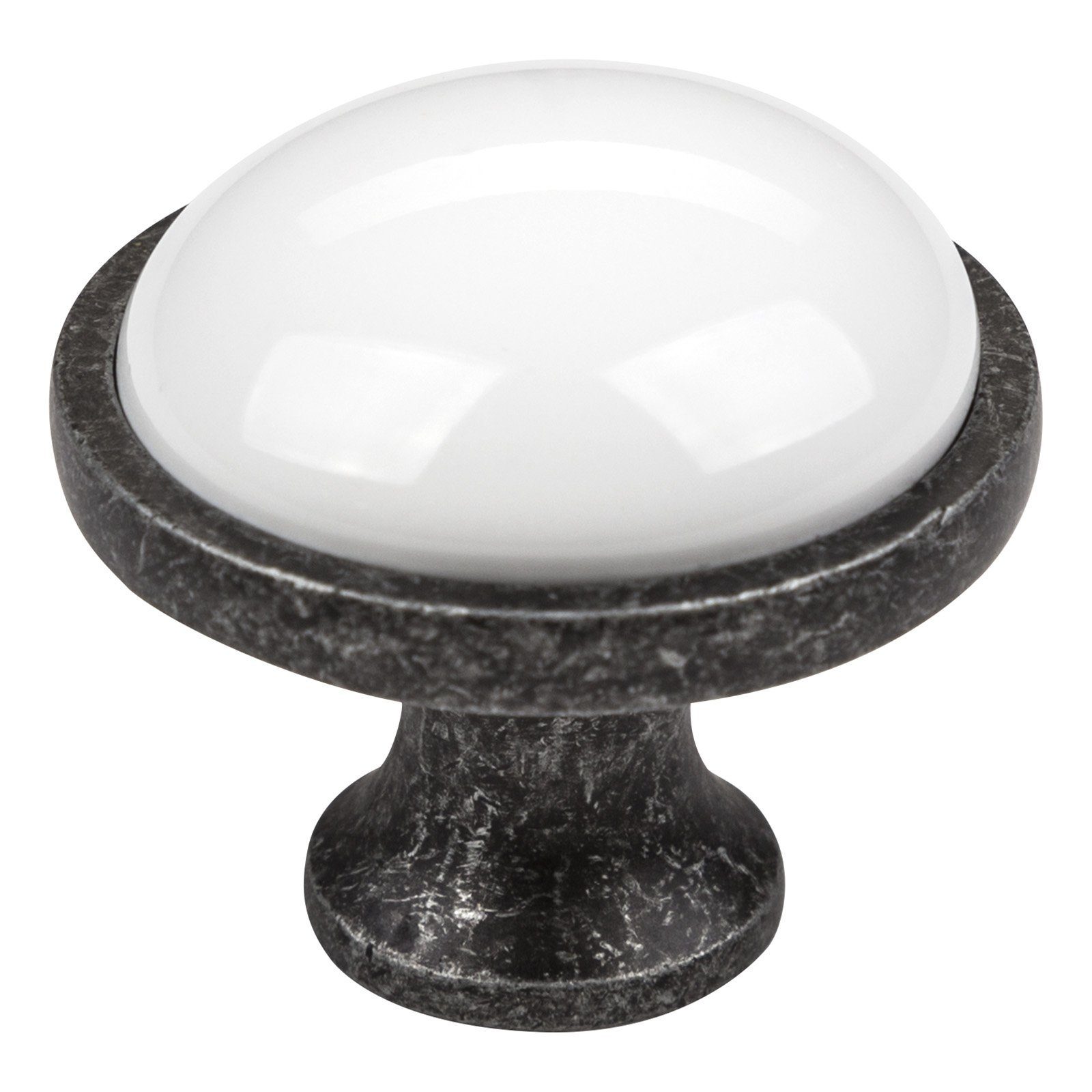 SO-TECH® Möbelknopf ANSGAR Ø: 34 aus Porzellan mit (1-St), und Antik Metall weißem Altsilberoptik mm Porzellaneinsatz