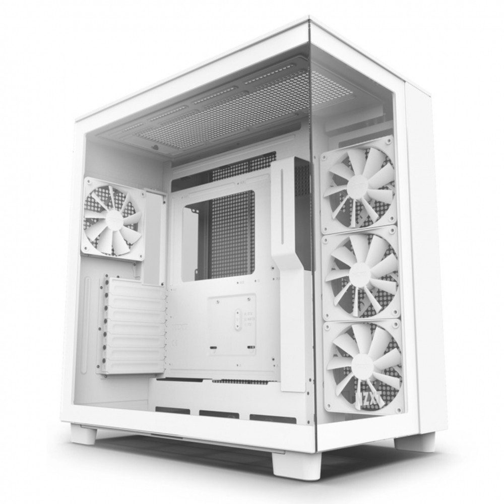 NZXT NZXT H9 Flow White Midi Tower ATX Gaming Gehäuse Computer-Kabel, Elegantes weißes Design mit Glasfenster