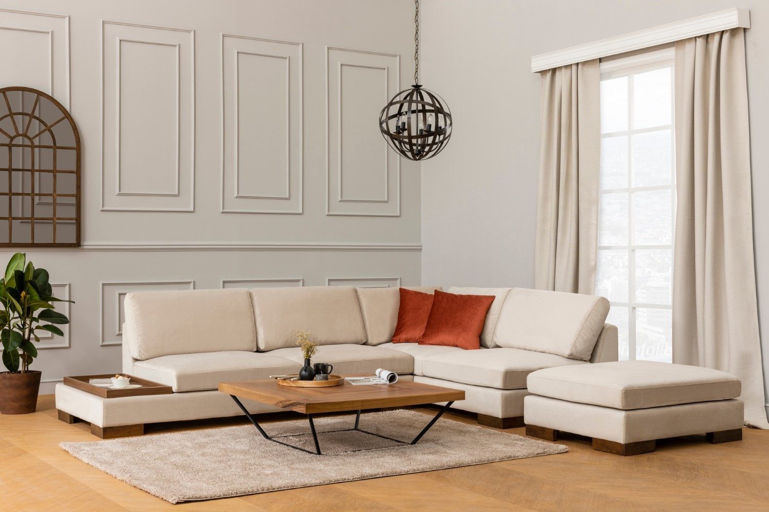 Myhomelando Ecksofa Tulip, mit Hocker und niedrige Sitzhöhe für den optimalen Lounge-Look