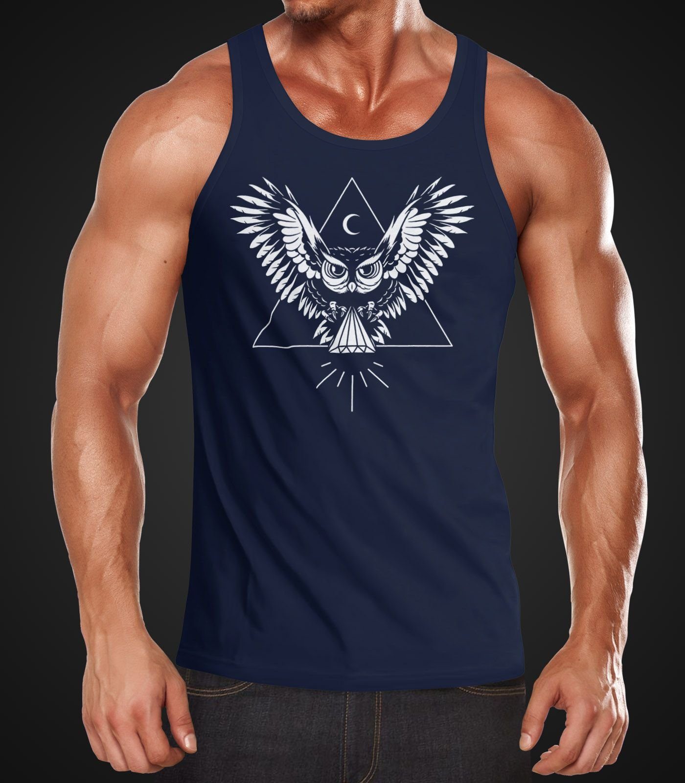 Neverless Tanktop Herren Tanktop Eule Muskelshirt günstig online kaufen