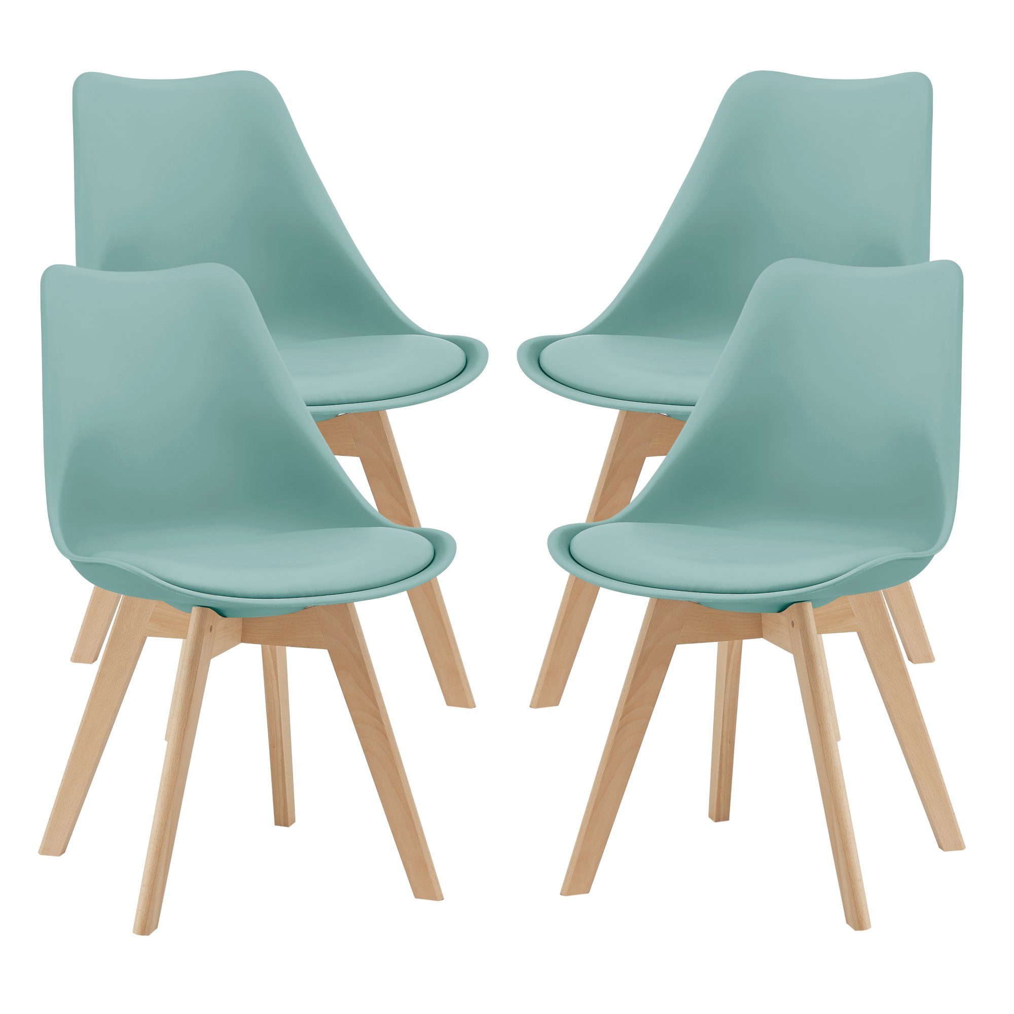 en.casa Esszimmerstuhl (Set, 4 St), »Fläten« mit Massivholzbeinen Kunstlede günstig online kaufen