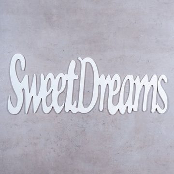 Levandeo® Wandbild, XXL Schriftzug Sweet Dreams 75x29cm Weiß Wandbild Wanddeko